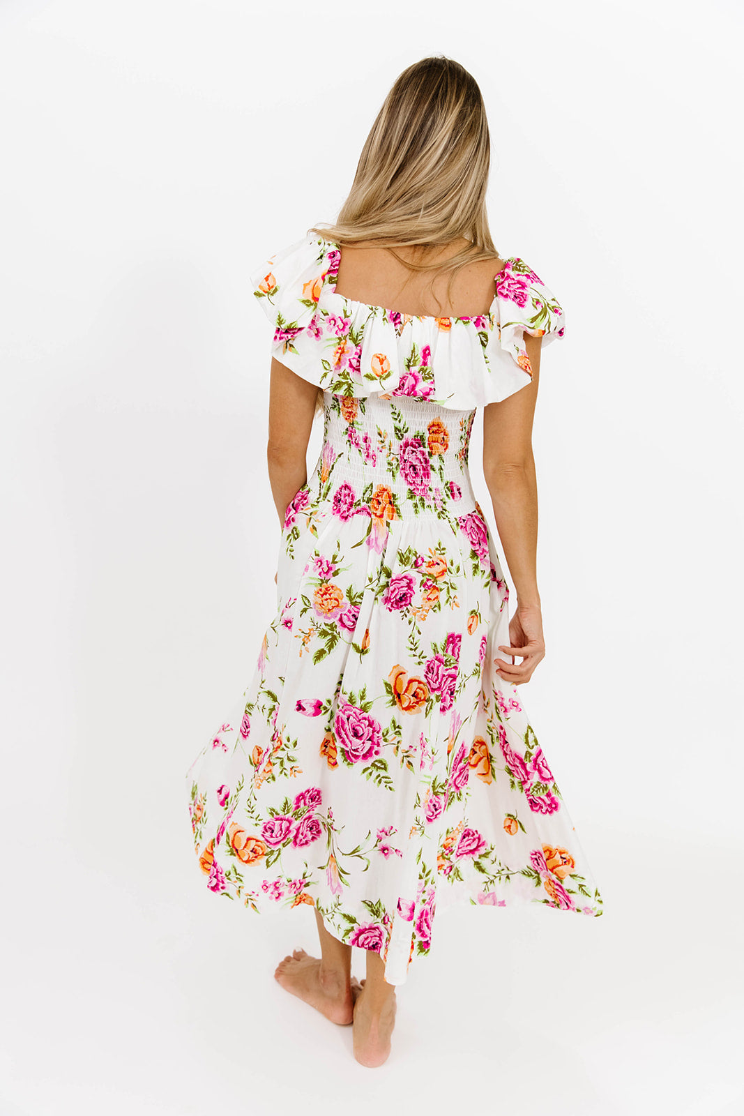Laney Floral Maxi Dress for Women - Elegant White Floral Print Summer Dress - Perfect for Beach Vacations, Weddings & Outdoor Parties