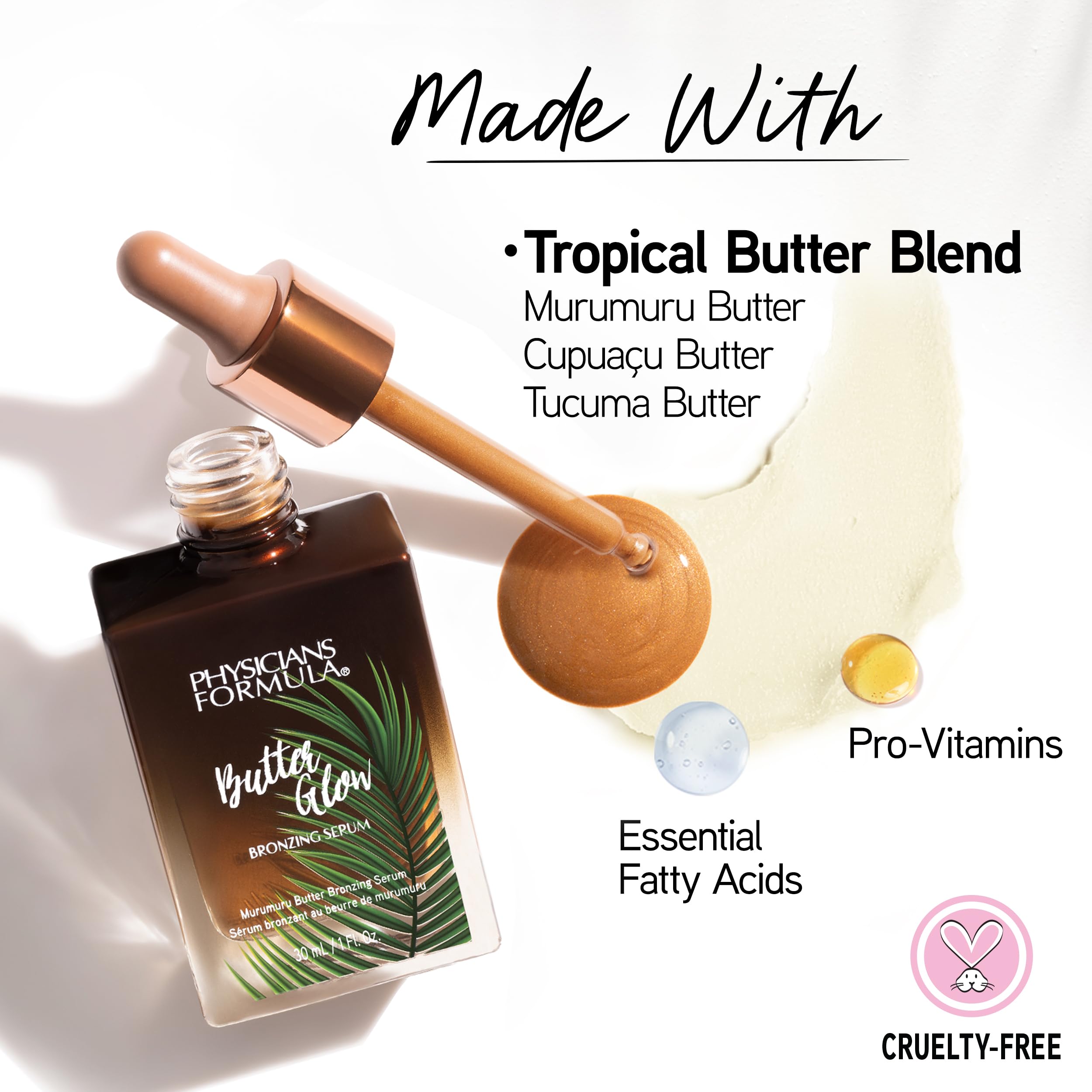 Physicians Formula Butter Glow Bronzing Serum - Nourishing Skincare Bronzing Drops for Radiant, Natural Sun-Kissed Glow | Hydrating Face Drops for Dewy Summer Makeup & Healthy Skin Tone Enhancement