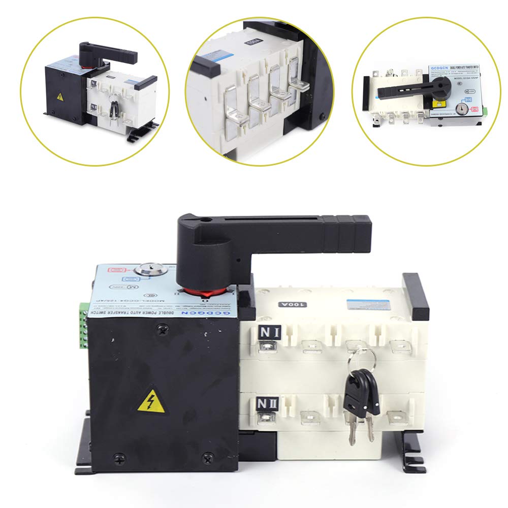 4P 100A Automatic Changeover Switch 110V/230V Dual Power Transfer Switch - Lighting Circuit & Office Use for Buildings, Shopping Malls, Banks (Ideal for Backup Power & Emergency Lighting Systems)