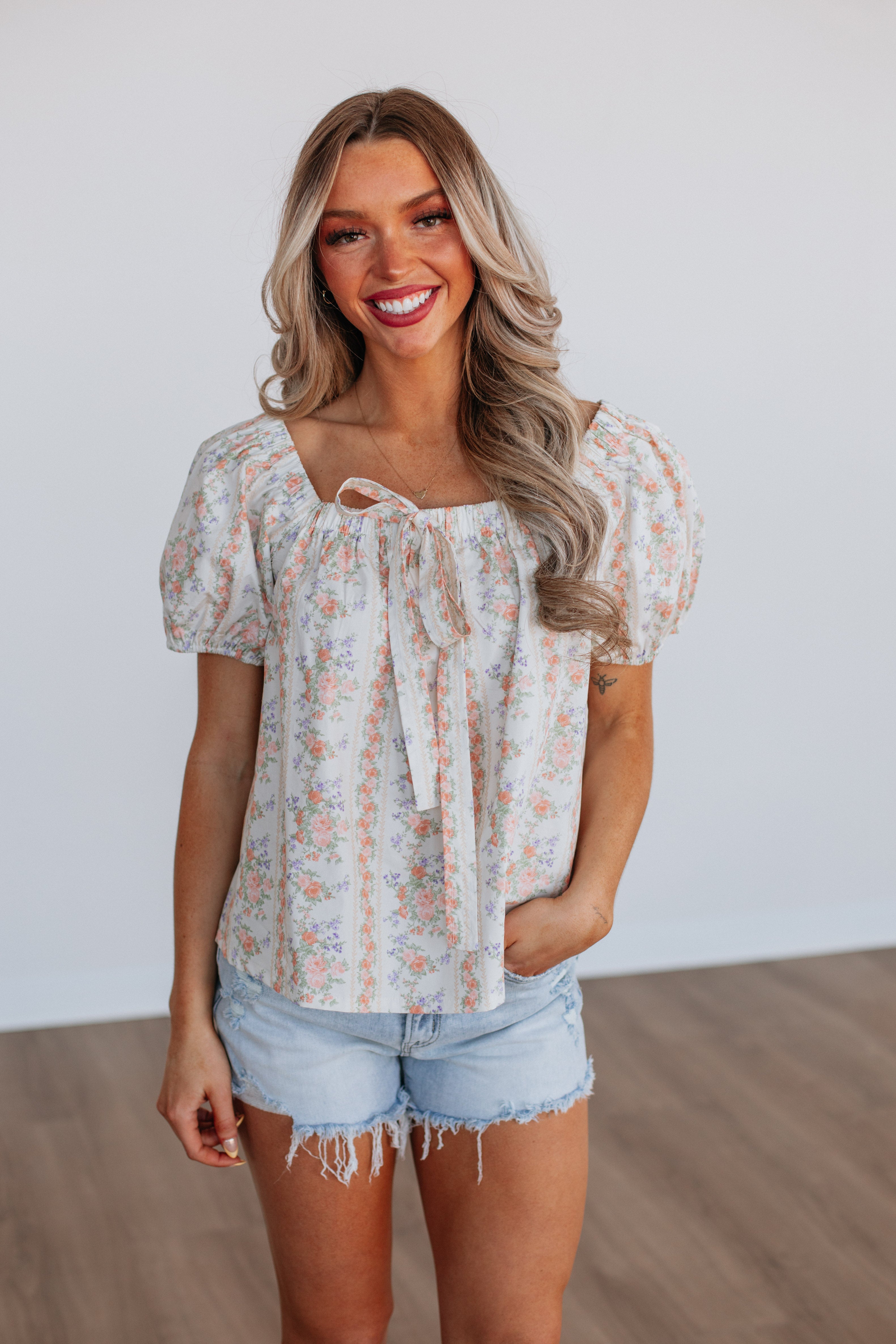 Inaya Floral Print Women's Blouse - Elegant Flowy Tops for Spring Summer Casual Wear & Office Outfits