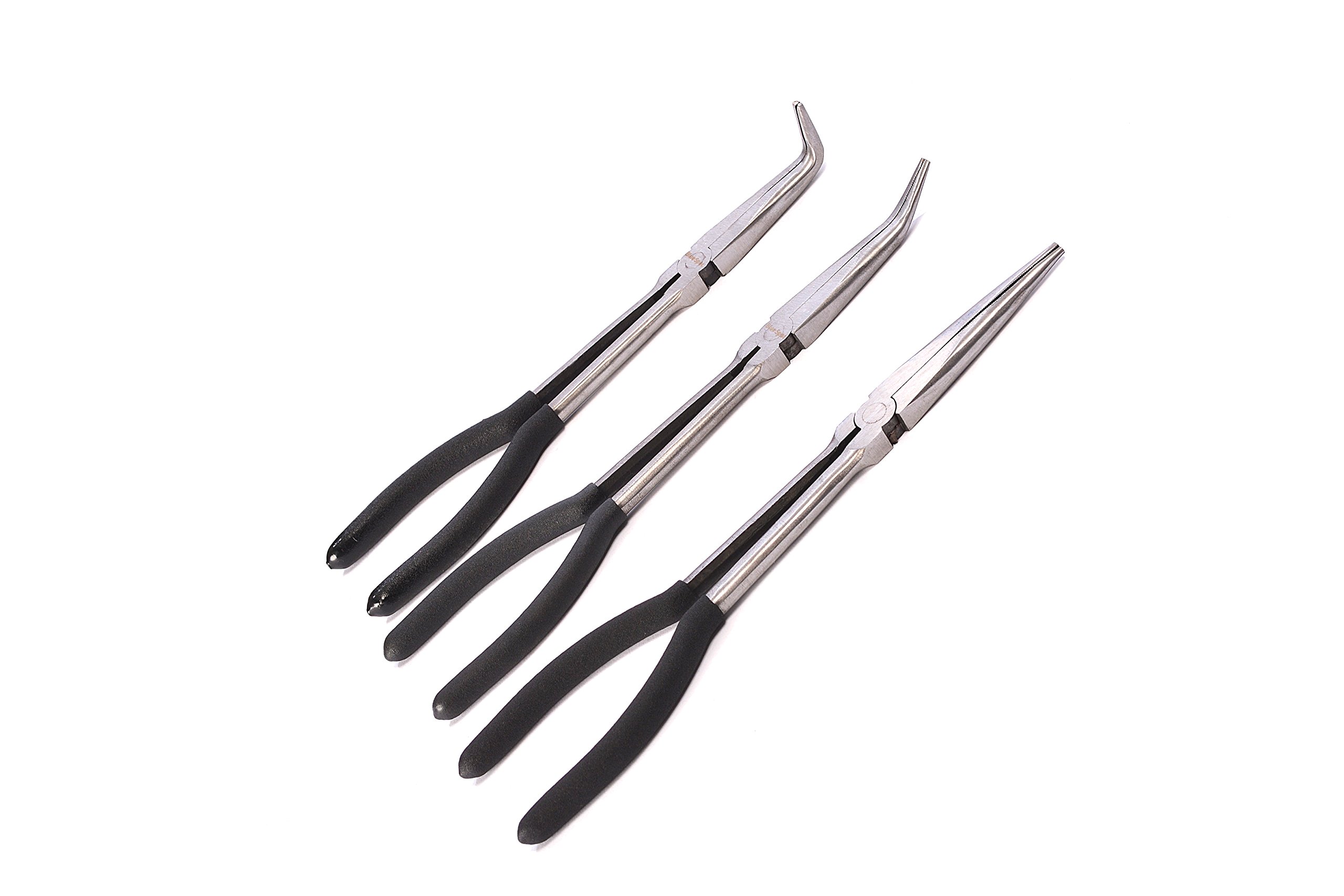 Blue Spot 08185 3-Piece Long Reach Plier Set - Silver Professional Automotive & Electrical Repair Tools for Hard-to-Reach Areas