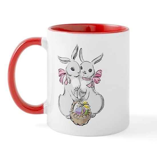 Easter Rabbits Ceramic Coffee Mug 11 oz - Cute Bunny Design for Tea & Coffee - Perfect for Easter Gifts, Home Decor, and Office Use