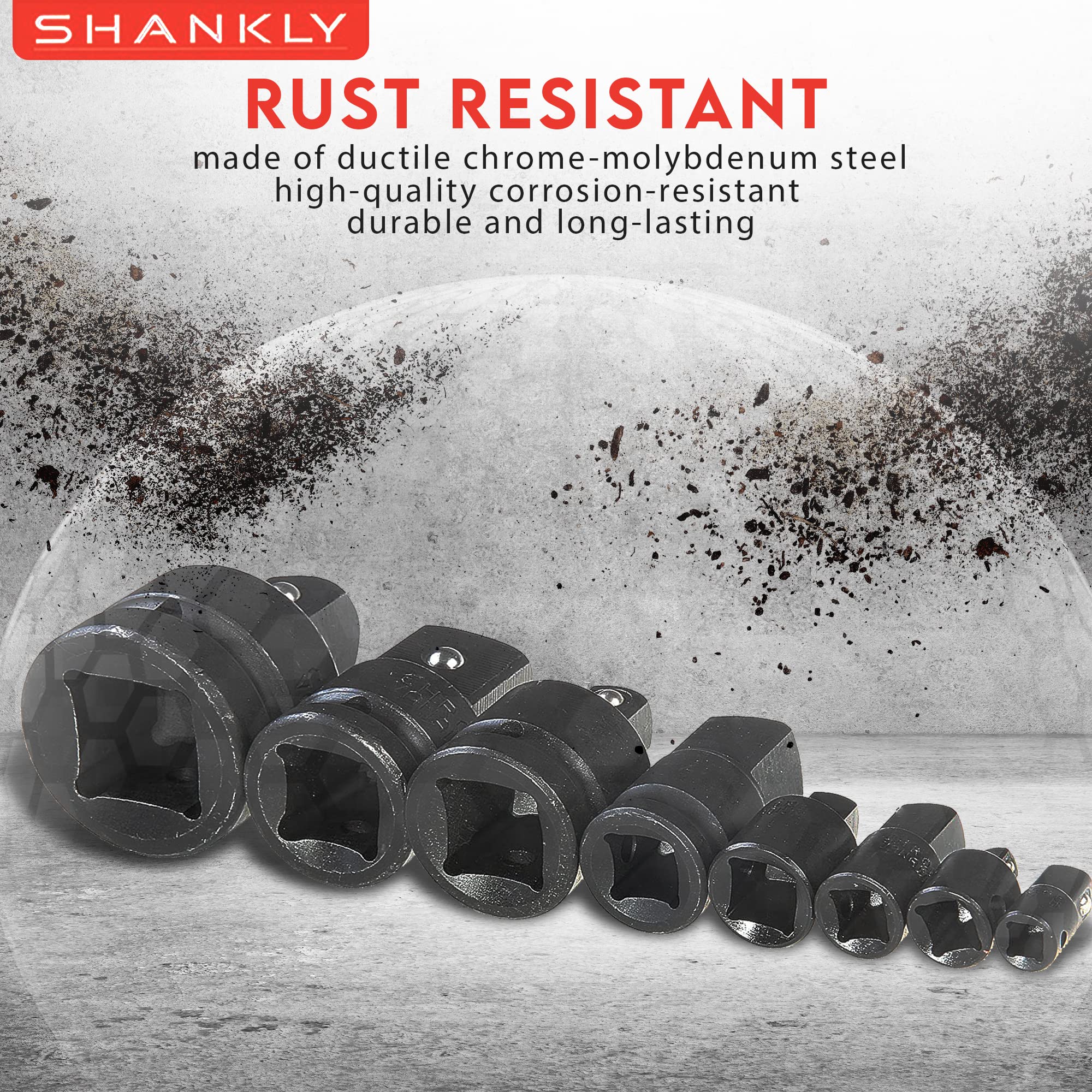 8-Piece Impact Socket and Adapter Set - 1/2
