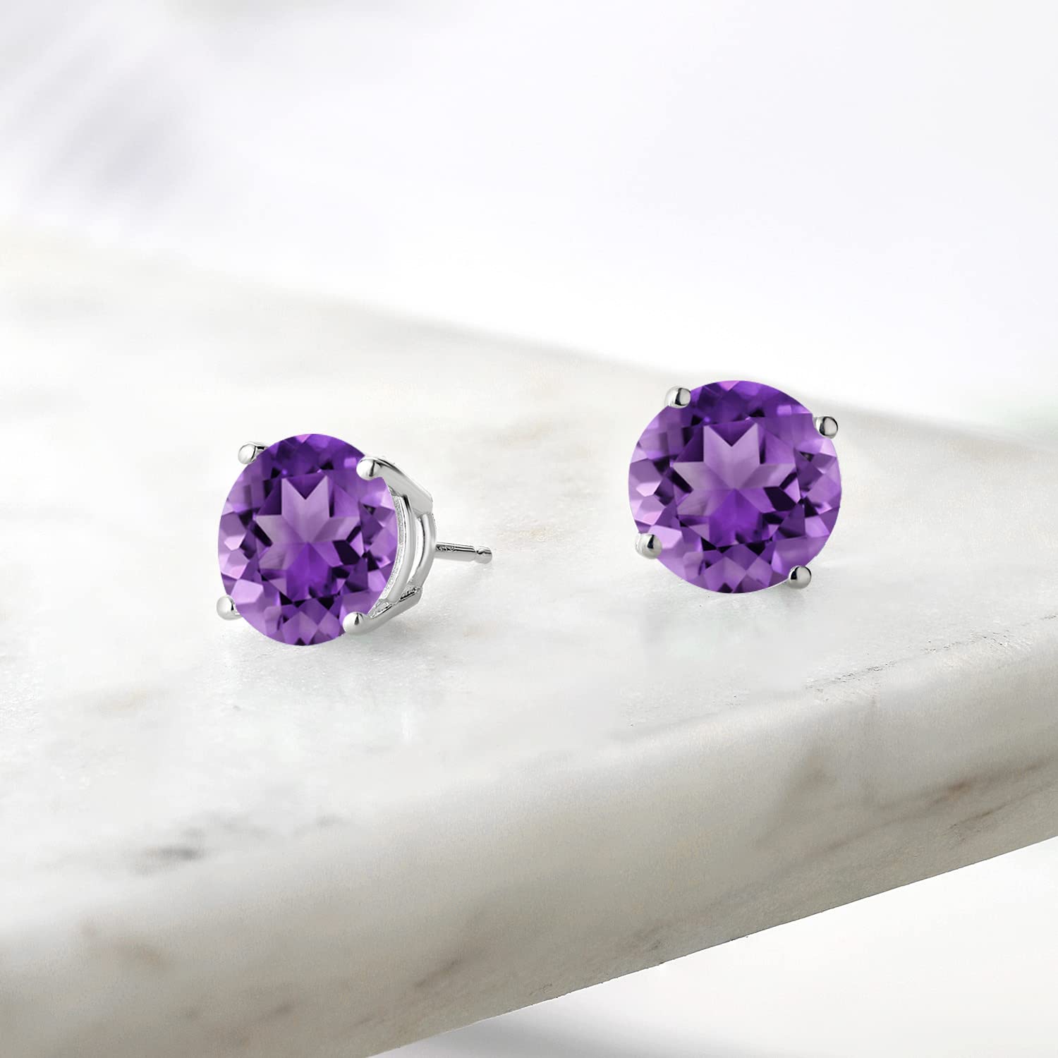 10MM Round Gemstone Birthstone Stud Earrings for Women & Men | 925 Sterling Silver Fine Jewelry | Personalized Gift for Mom, Wife, Her | Anniversary, Birthday, Christmas Present