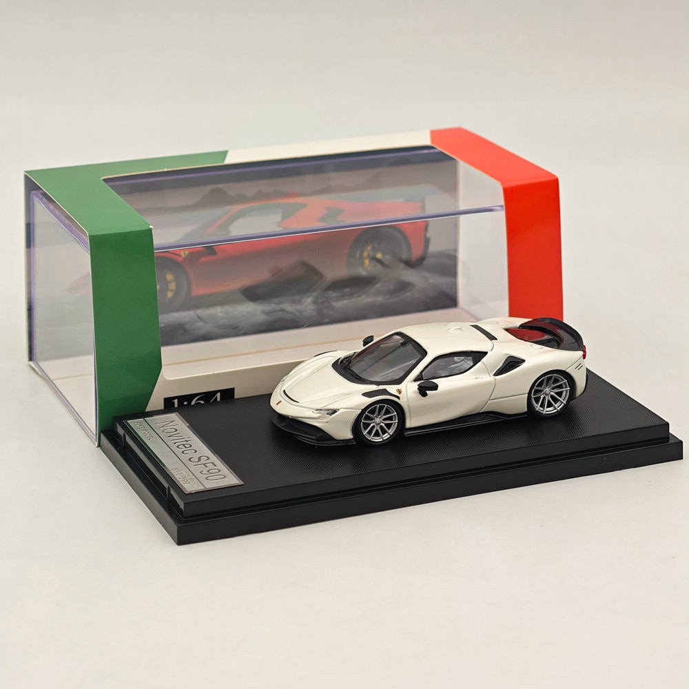 Novitec Ferrari SF90 1:64 Scale Diecast Model Car - White - Collectible Toy for Display, Gifts & Racing Enthusiasts