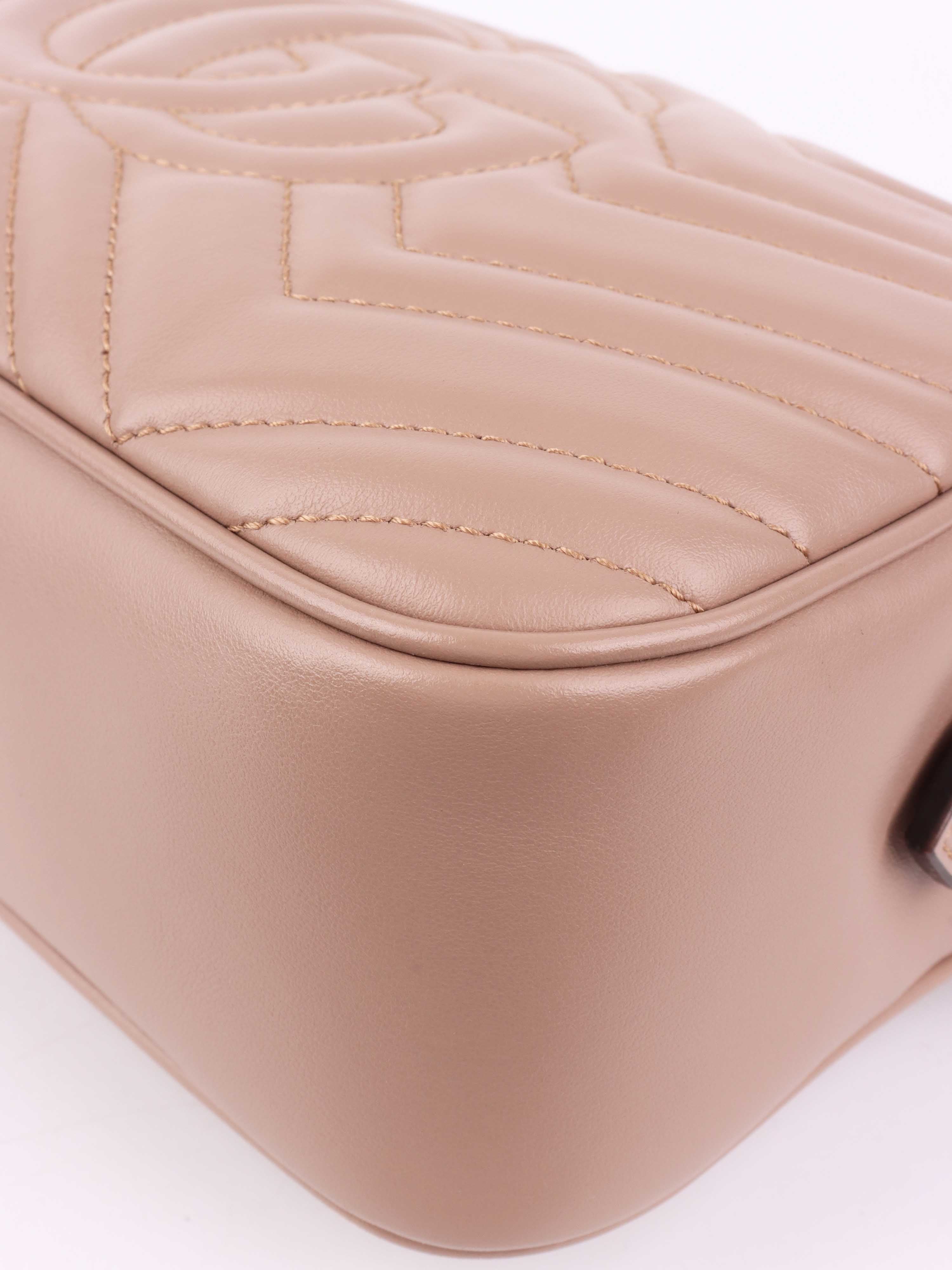 Gucci Small Beige Marmont Shoulder Bag for Women - Genuine Leather Crossbody Purse with Gold Chain, Perfect for Date Night & Evening Events