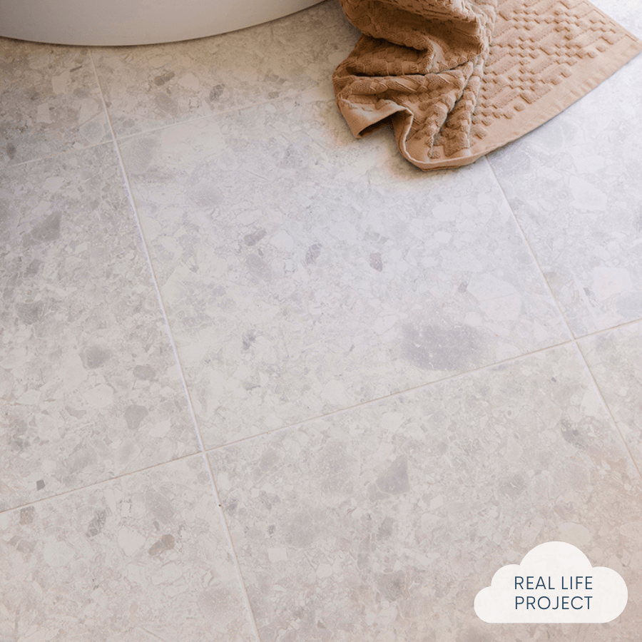 Premium Stirling White Terrazzo Look Tile - Elegant Marble-Inspired Floor & Wall Tiles for Bathroom, Kitchen & Living Room Renovation