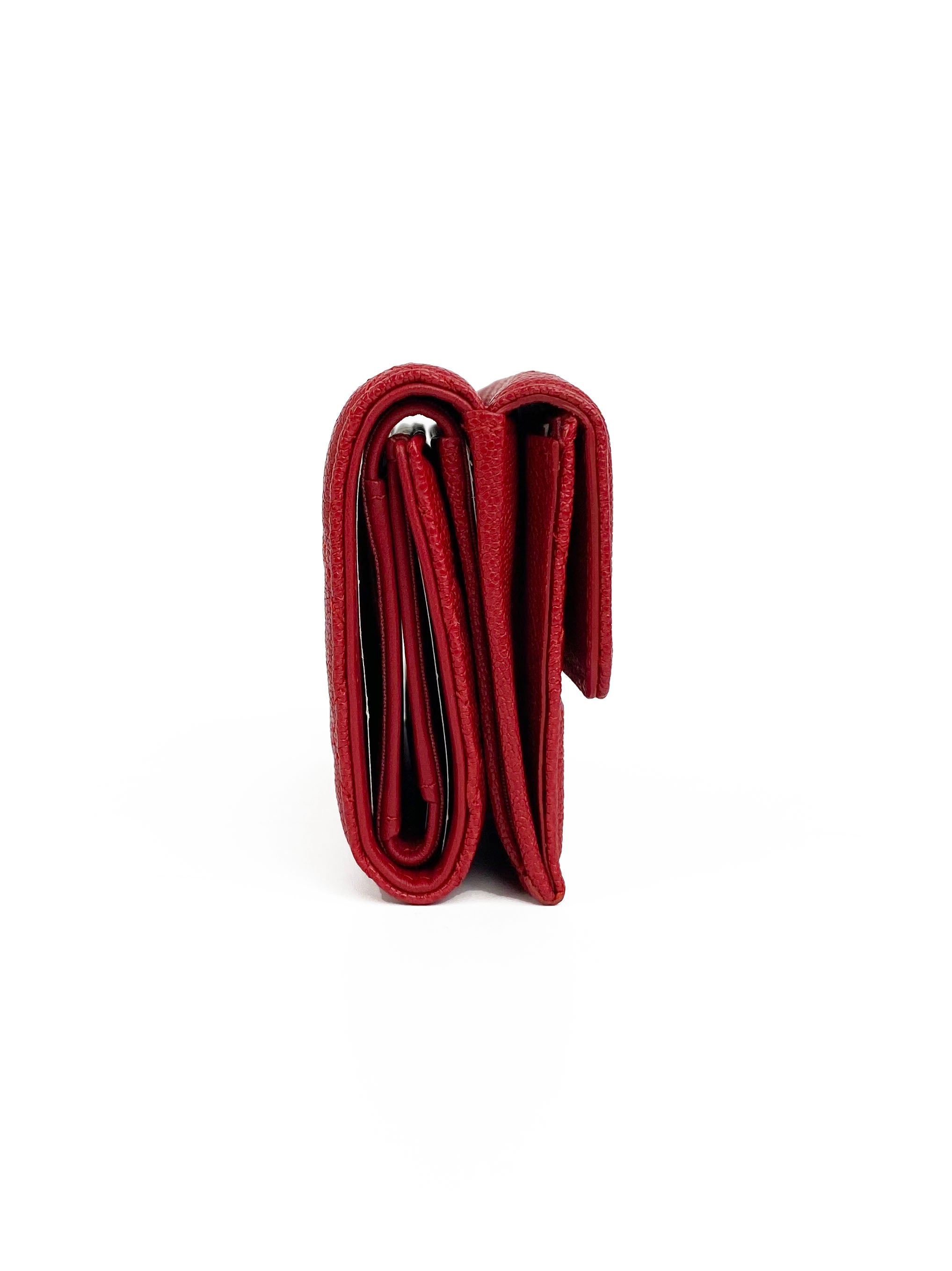 Chanel Red Boy Compact Wallet - Luxury Leather Wallet for Women, Small Crossbody Bag with Chain Strap, Perfect for Parties & Night Out