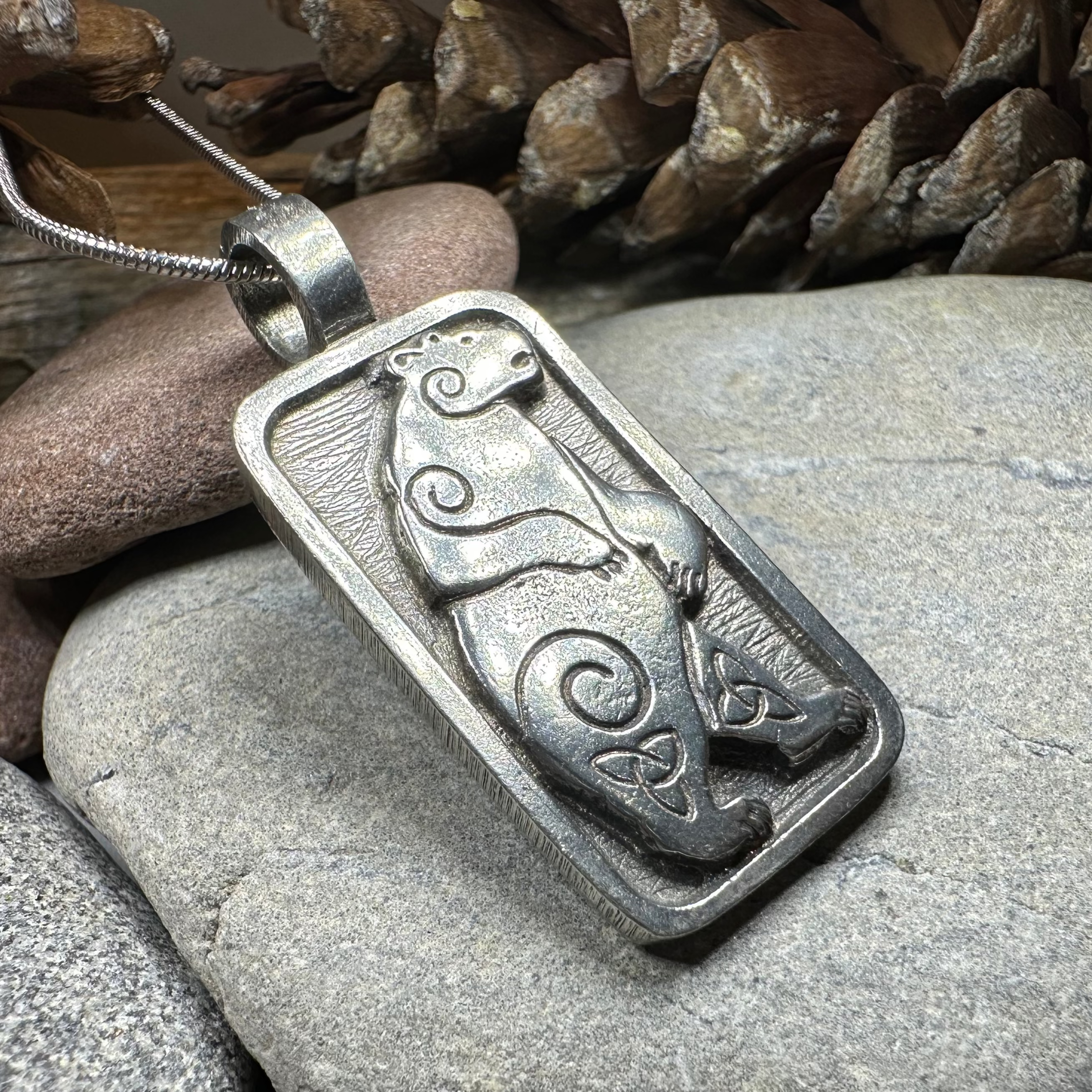 Celtic Spiral Bear Pewter Pendant Necklace for Men & Women - Viking Jewelry, Norse Mythology Gift, Spiritual Protection Amulet - Perfect for Everyday Wear, Pagan Festivals & Viking Cosplay