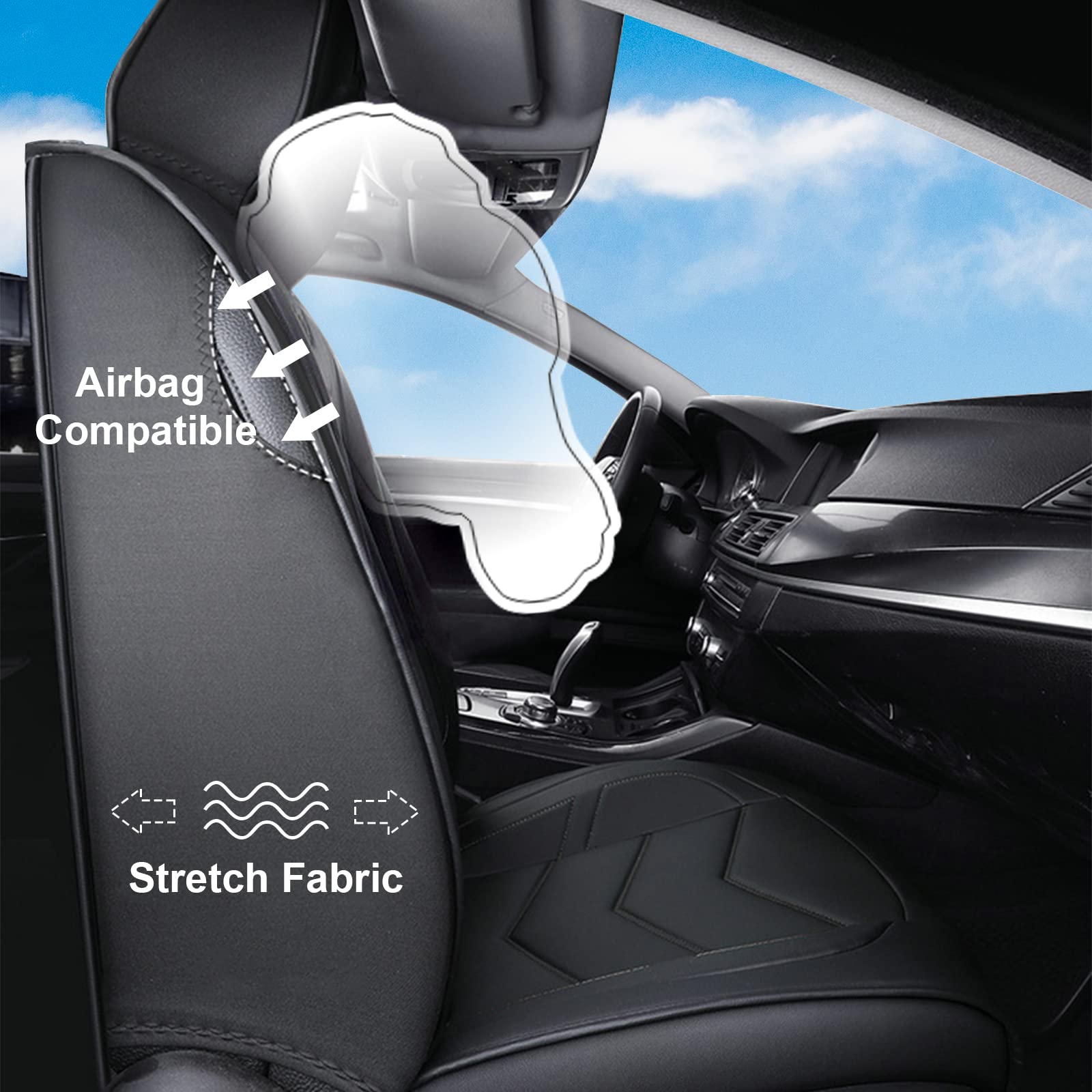 Universal Full Coverage Waterproof Car Seat Covers - 5-Piece Set for Front & Rear Seats | Fits Most Vehicles Including Elantra, Jetta, Passat, Outlander | Durable Seat Protectors for Cars, SUVs & Trucks | Perfect for Daily Commute, Road Trips & Pet Owners (Black)