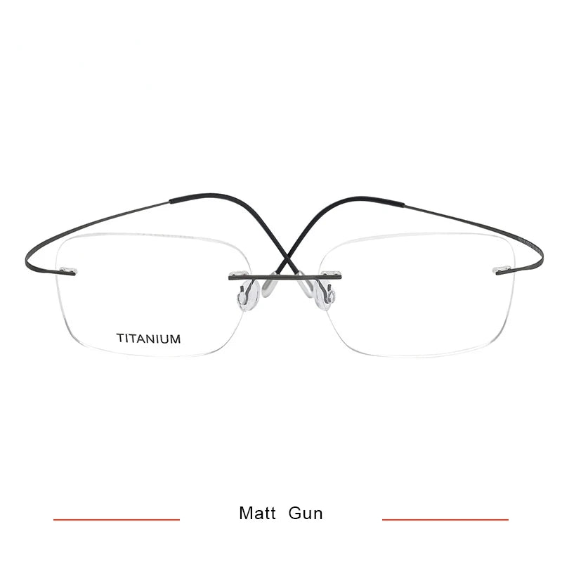 Brightzone Unisex Rimless Square Screwless Titanium Eyeglasses 71616 - Lightweight & Durable Frame for Men & Women - Perfect for Reading, Work & Everyday Use