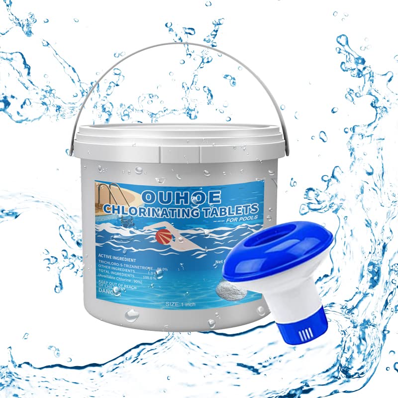 Chlorine Tablets for Pool & Spa – 0.5LB Chlorinating Tablets with Floating Dispenser | Keeps Water Clean in Swimming Pools, Hot Tubs, and Jacuzzis