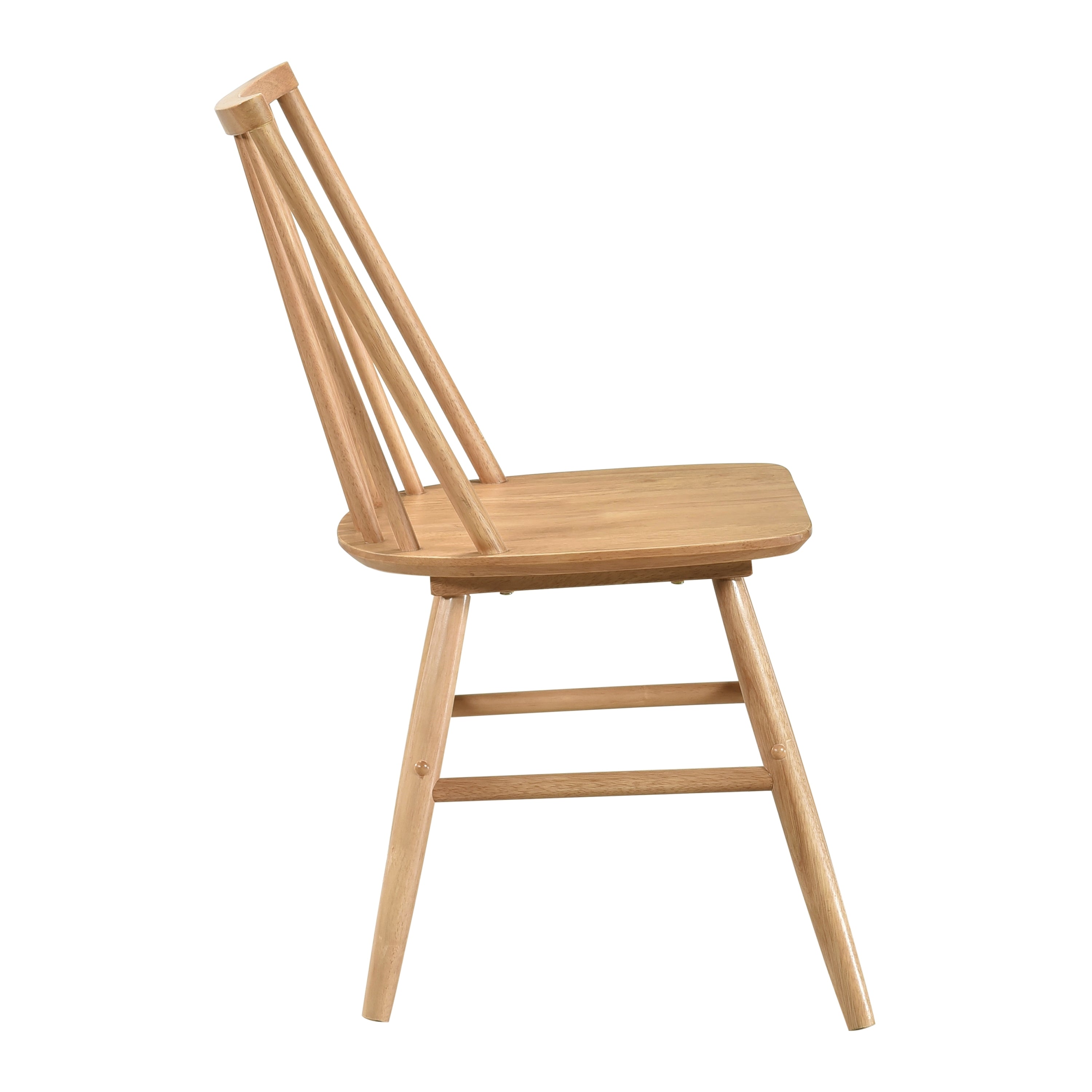 Stylish Curved Backrest Windsor Dining Chairs Set of 2 - Natural Oak Wooden Side Chairs for Kitchen, Dining Room & Breakfast Nook - Comfortable Wood Furniture for Home Decor