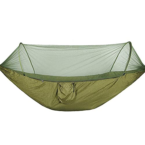 Portable Camping Hammock with Mosquito Net - 1-2 Person Outdoor Hanging Bed, Heavy Duty Parachute Fabric for Backpacking, Garden & Travel - Perfect for Camping, Hiking, Beach and Backyard Relaxation