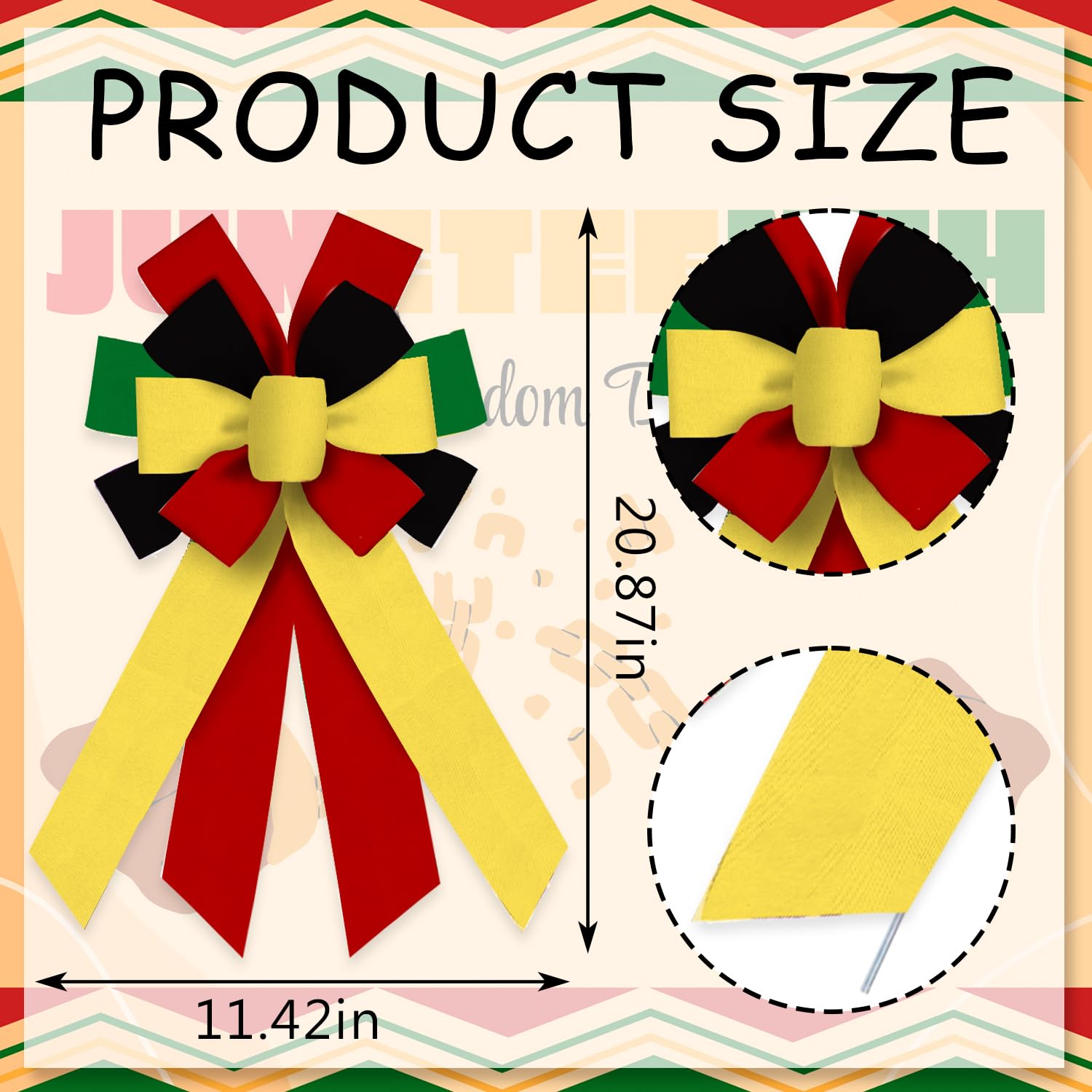 Juneteenth Wreath Bows - Black History Decor for Front Door