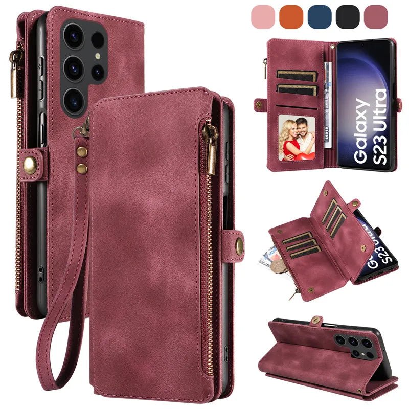 Samsung Galaxy S25 Ultra Leather Flip Wallet Case - Premium Protective Cover with Card Holder & Kickstand for Daily Use, Travel & Business