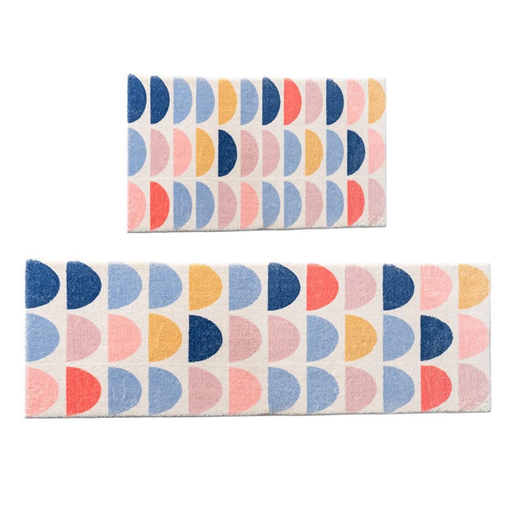Soft Shaggy Boho Microfiber Bath Rug - Non-Slip Geometric Floral Patchwork Decor Carpet for Bedroom, Living Room, Kitchen Runner - Indoor/Outdoor Doormat 4'x9' Multi-Color - Perfect for Bathroom, Entryway & Cozy Home Decor