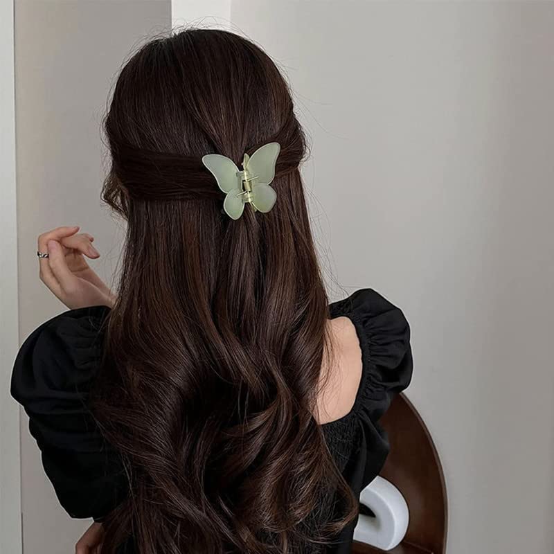 BELICIA 6 Pack Matte Butterfly Hair Claw Clips for Women & Girls - Strong Hold Hair Clamps for Thick Hair - Perfect for School, Work, Parties & Everyday Styling