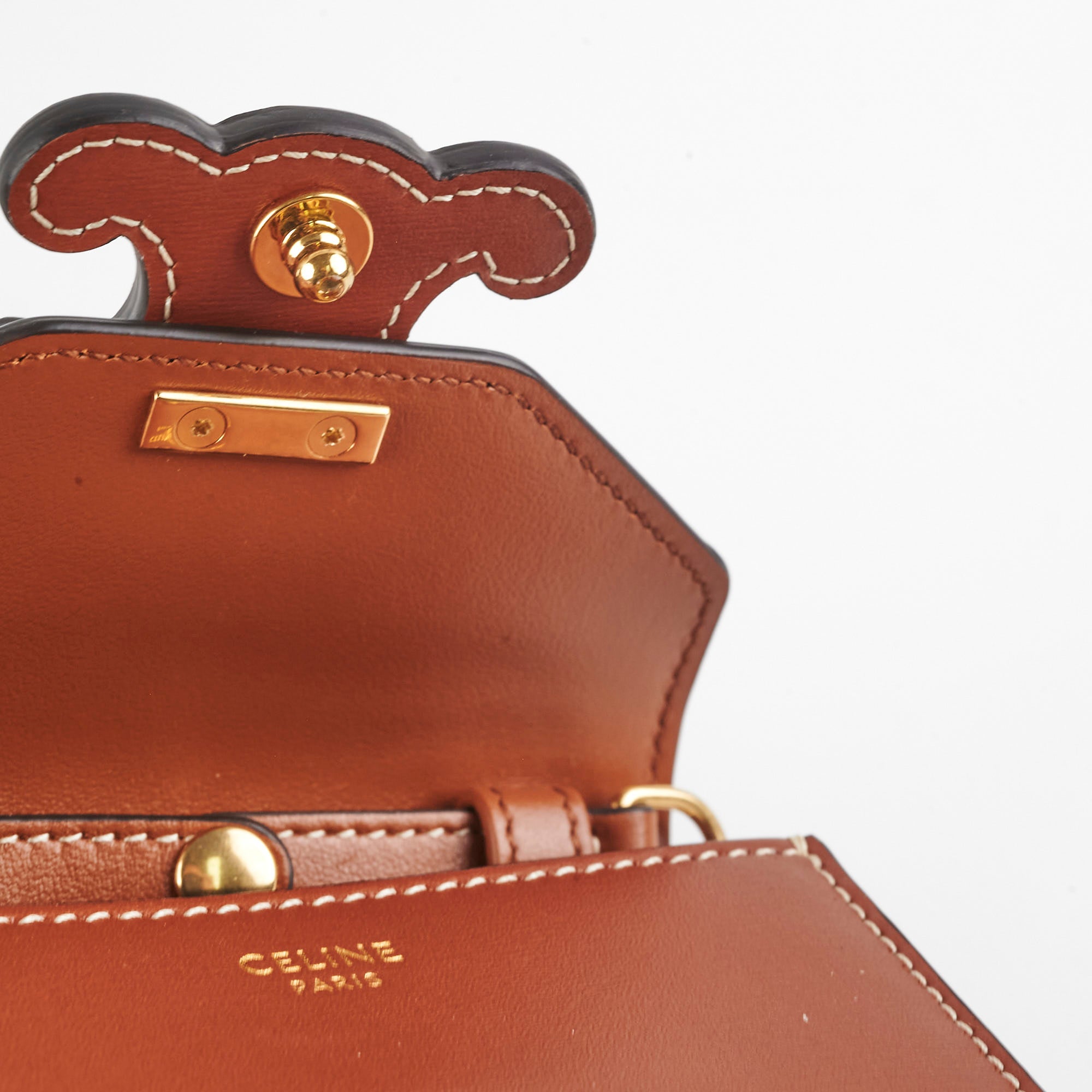 Celine Brown Leather Card Holder On Chain - Stylish Wallet for Women - Perfect for Everyday Use, Travel & Special Occasions