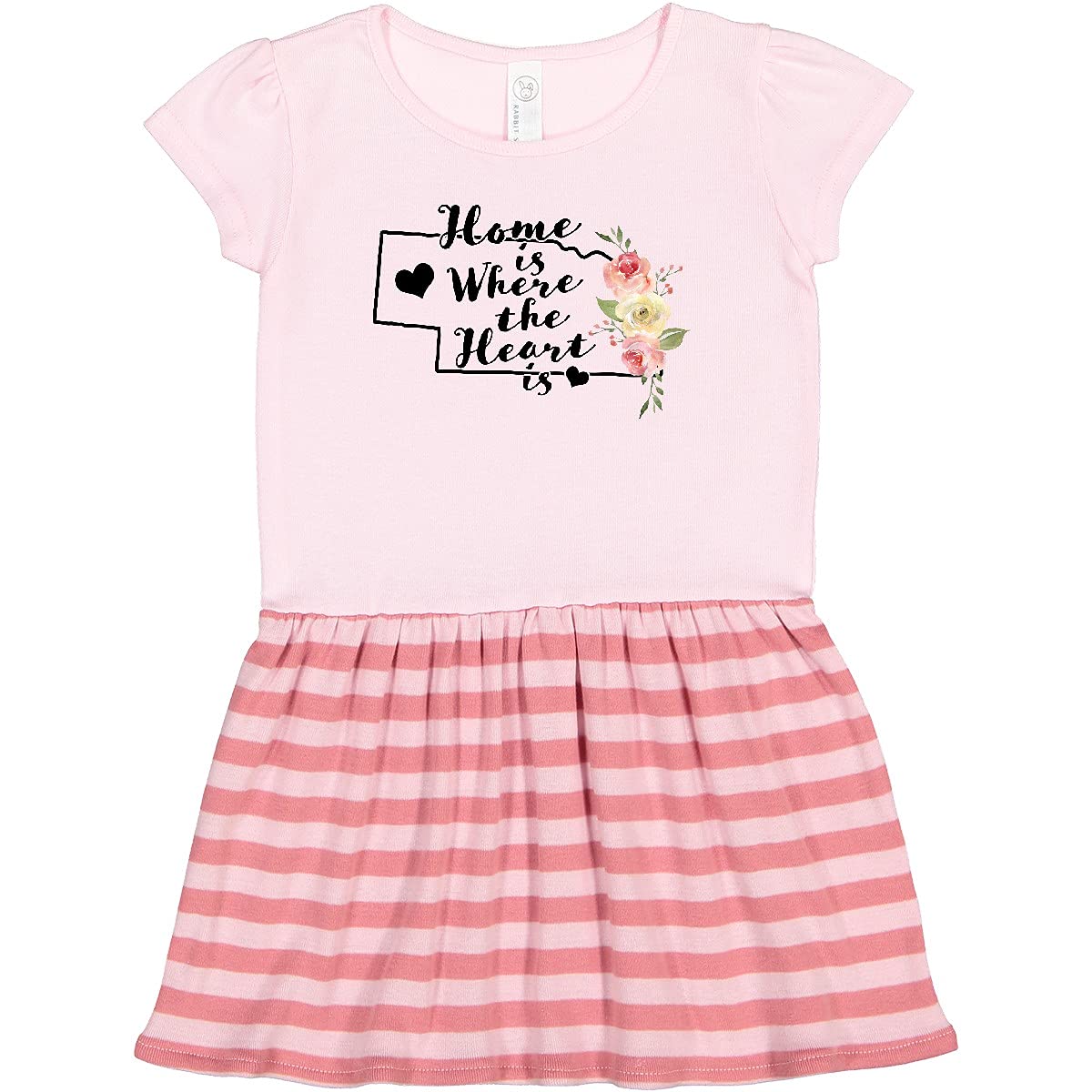 Inktastic Nebraska Home is Where The Heart is Watercolor Toddler Dress - Cute Outfit for Baby Girls, Playdates & Family Photos