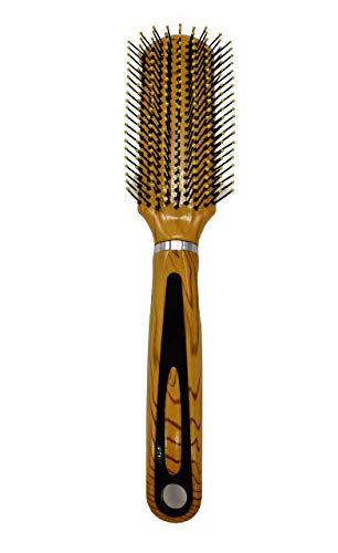Kira Professional Detangling Hair Brush with Soft Bristles - Wooden Handle Hairbrush for Men, Women & Kids - Gentle Detangler for All Hair Types (Black/Yellow) - Perfect for Daily Styling, Salon Use & Travel