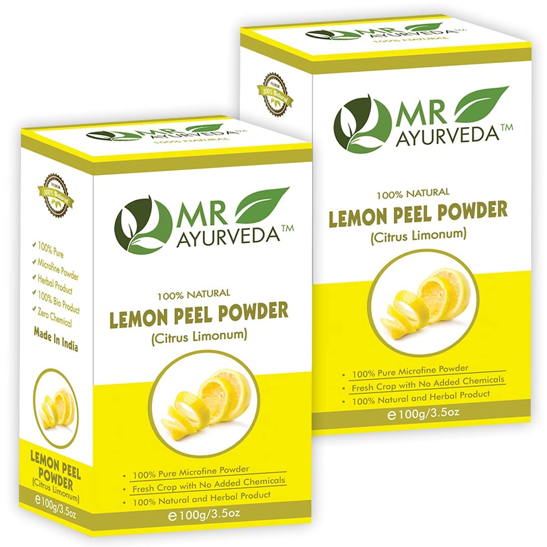 Organic Lemon Peel Powder for Skin & Face Care - 100% Natural, No Added Chemicals | Brightening & Exfoliating Facial Scrub, DIY Beauty Recipes | Set of 2 (200g) - Perfect for Homemade Masks, Skin Brightening & Acne Treatment