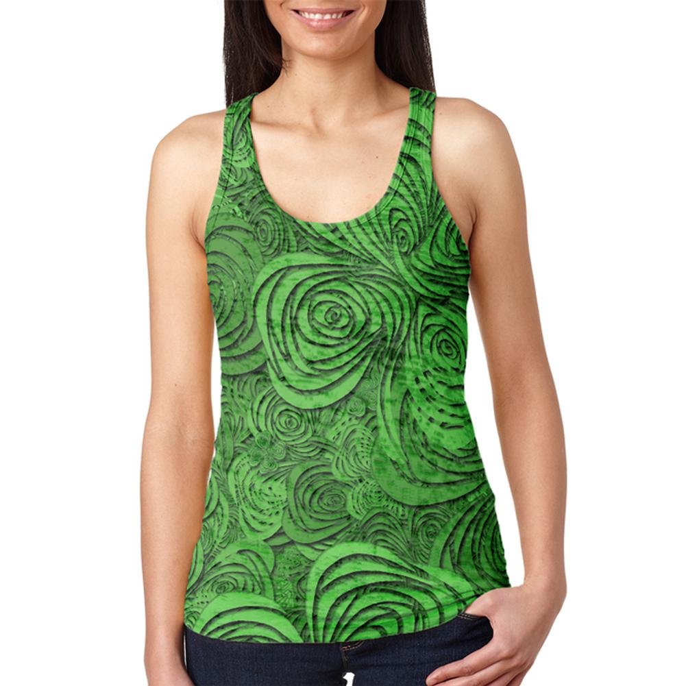 St. Patrick's Day Trippy Irish Clover Field Junior's Burnout Racerback Tank Top - Fun Festival Outfit for Irish Themed Parties & Spring Events