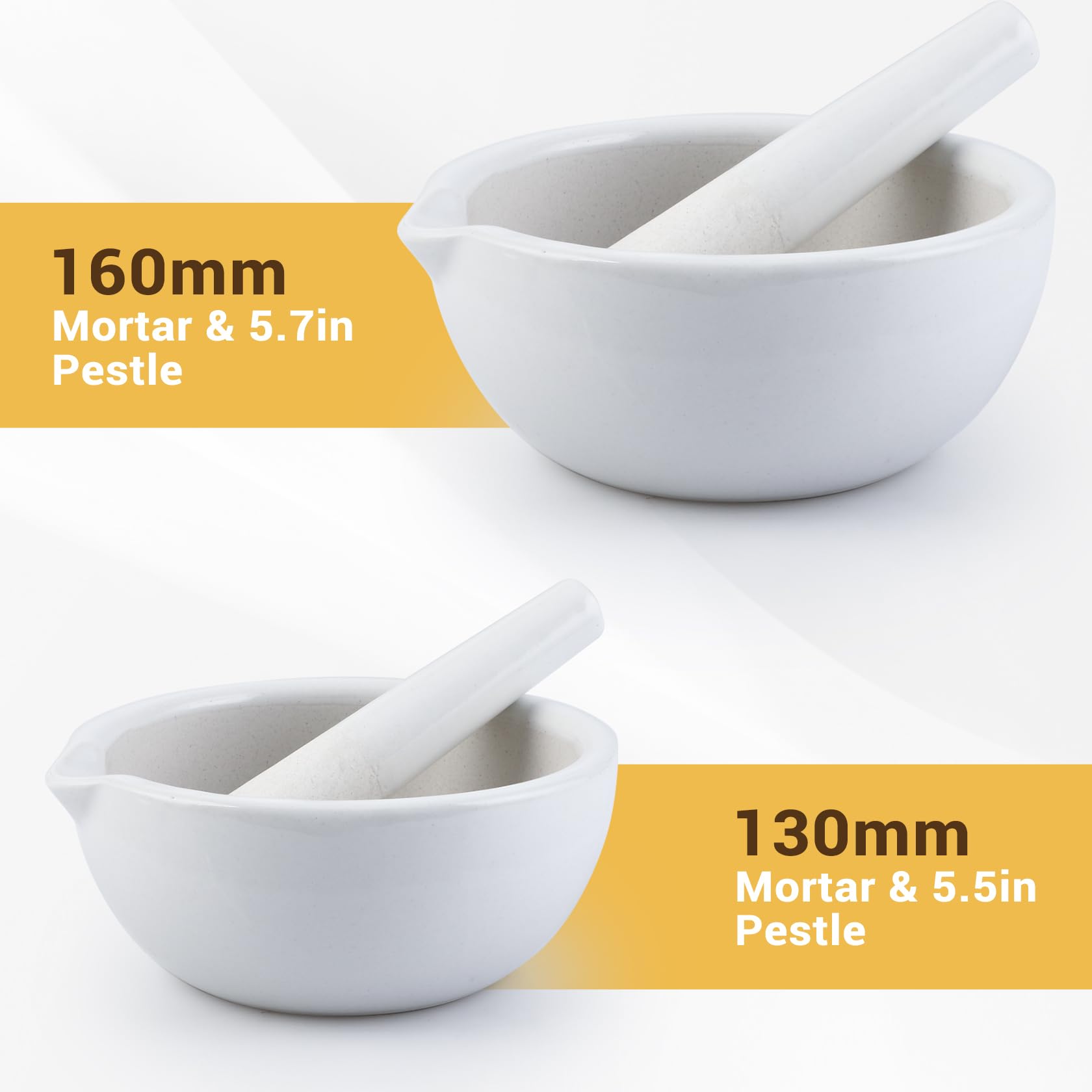 4E's USA 5.1 Inch Porcelain Mortar and Pestle Set - Unglazed Spice & Herb Grinder, Pill Crusher for Kitchen, Pharmacy & Laboratory Use | Durable, Autoclavable | Perfect for Grinding Spices, Herbs, Medicines & Lab Samples