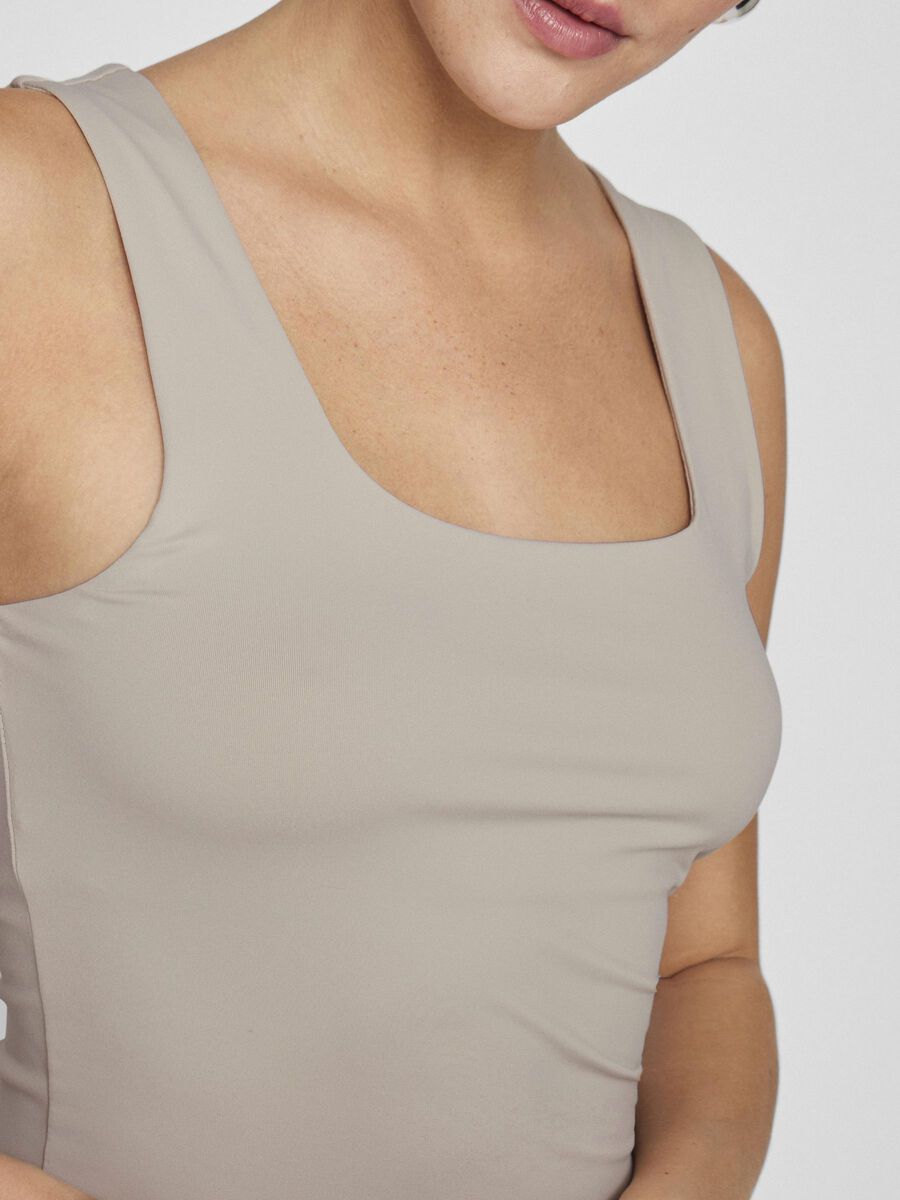 Kennza Women's O Neck Tank Top - Soft Stretch Silver Grey Sleeveless Shirt for Casual Wear, Workout & Layering