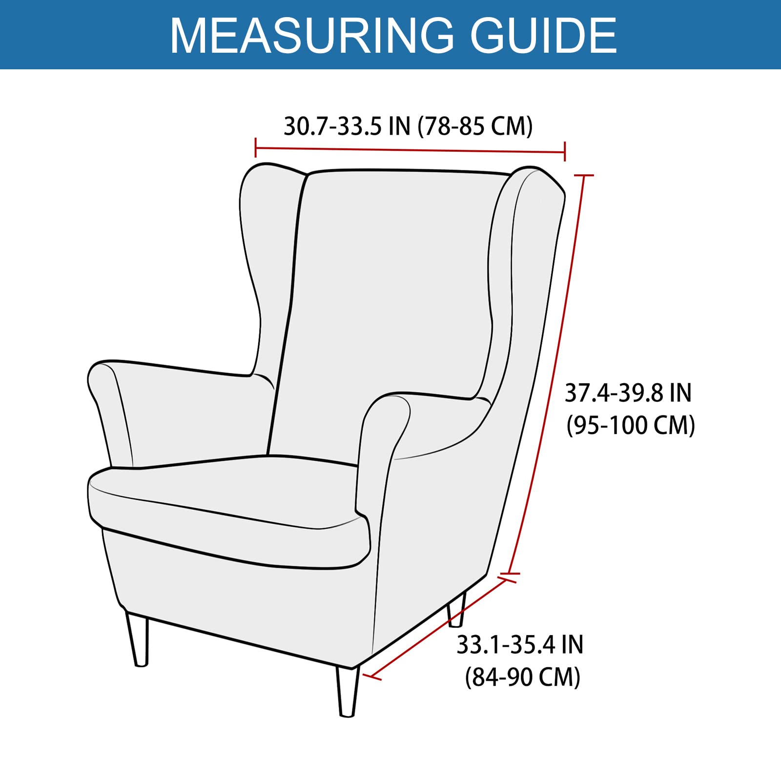 Velvet Stretch Wing Chair Slipcover - Soft 2-Piece Wingback Chair Cover with Elastic Bottom | Navy Blue Sofa Protector for Living Room, Bedroom | Pet-Friendly Furniture Cover for Cats & Dogs | Home Decor Upgrade for Cozy Reading Nook
