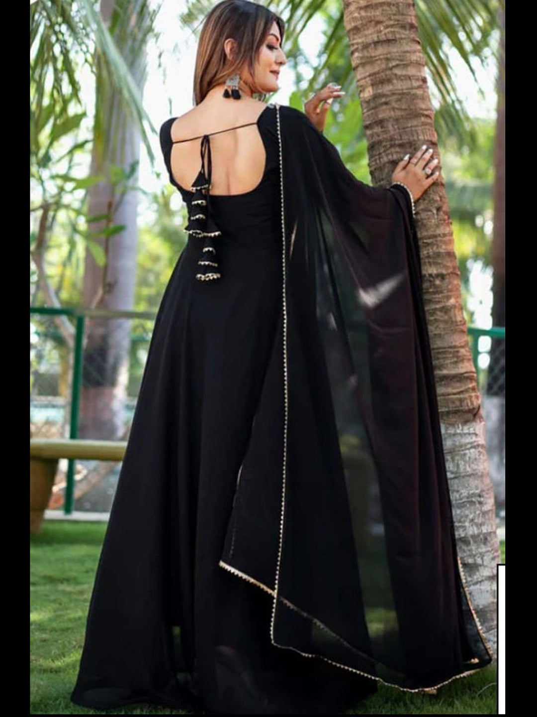 Elegant Black Embroidered Designer Gown with Dupatta - Perfect for Weddings, Parties & Special Occasions