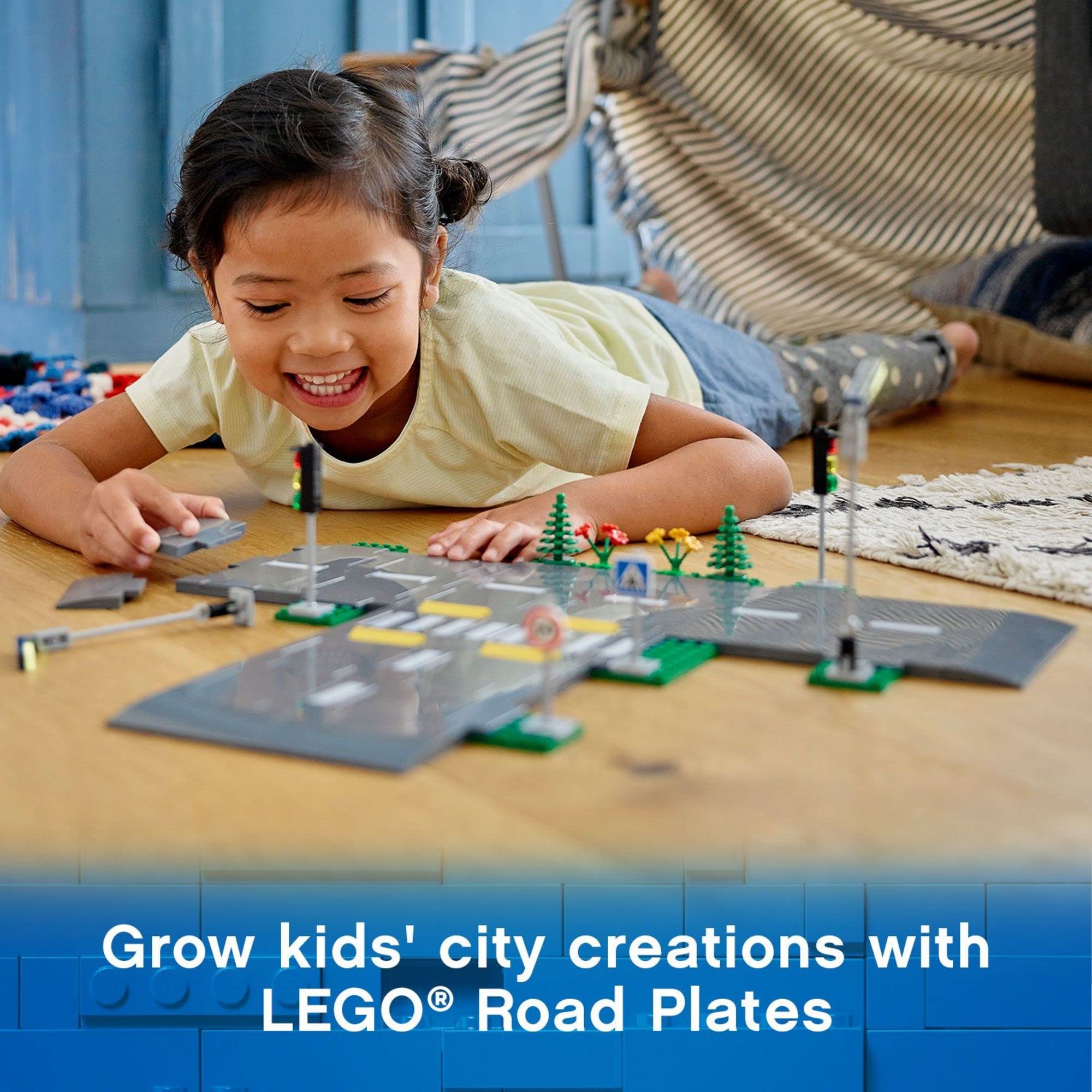 LEGO City Road Plates 60304 - Building Toy Set with Traffic Lights, Trees & Glow in The Dark Bricks | Compatible with All City Series Sets | STEM Learning Gift for Kids Ages 5+ | Perfect for Creative Play, City Building & Interactive Learning Scenes