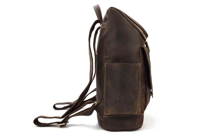 Buffalo Brown Genuine Leather Work Backpack for Men & Women - Durable Laptop Rucksack with USB Charging Port - Perfect for Office, Travel & College Commute