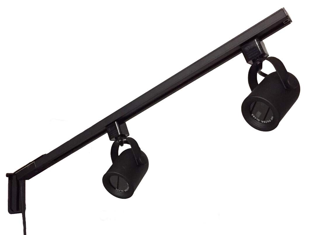 Gridwall Bracket Accessory Display Track Light with LED Bulbs - 15 Foot Cord, 360° Adjustable Head, Black - Perfect for Retail Stores, Boutiques, and Showroom Lighting