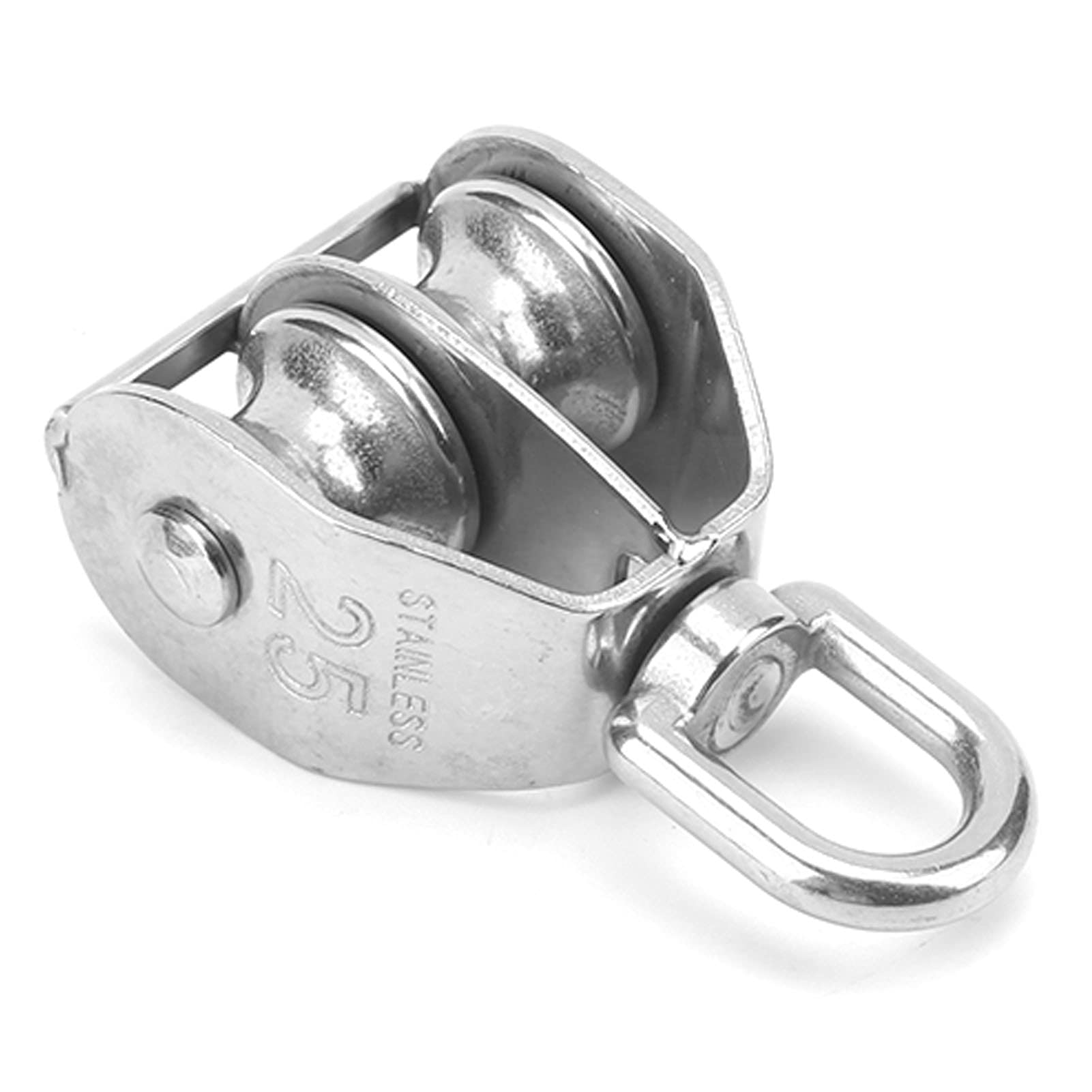 Heavy Duty 316 Stainless Steel Double Pulley Block - Marine Grade Rotatable Lifting Pulley with Dual Rollers for Ships, Cargo Loading & Rope Systems | Perfect for Boat Rigging, Dock Work & Industrial Lifting Applications