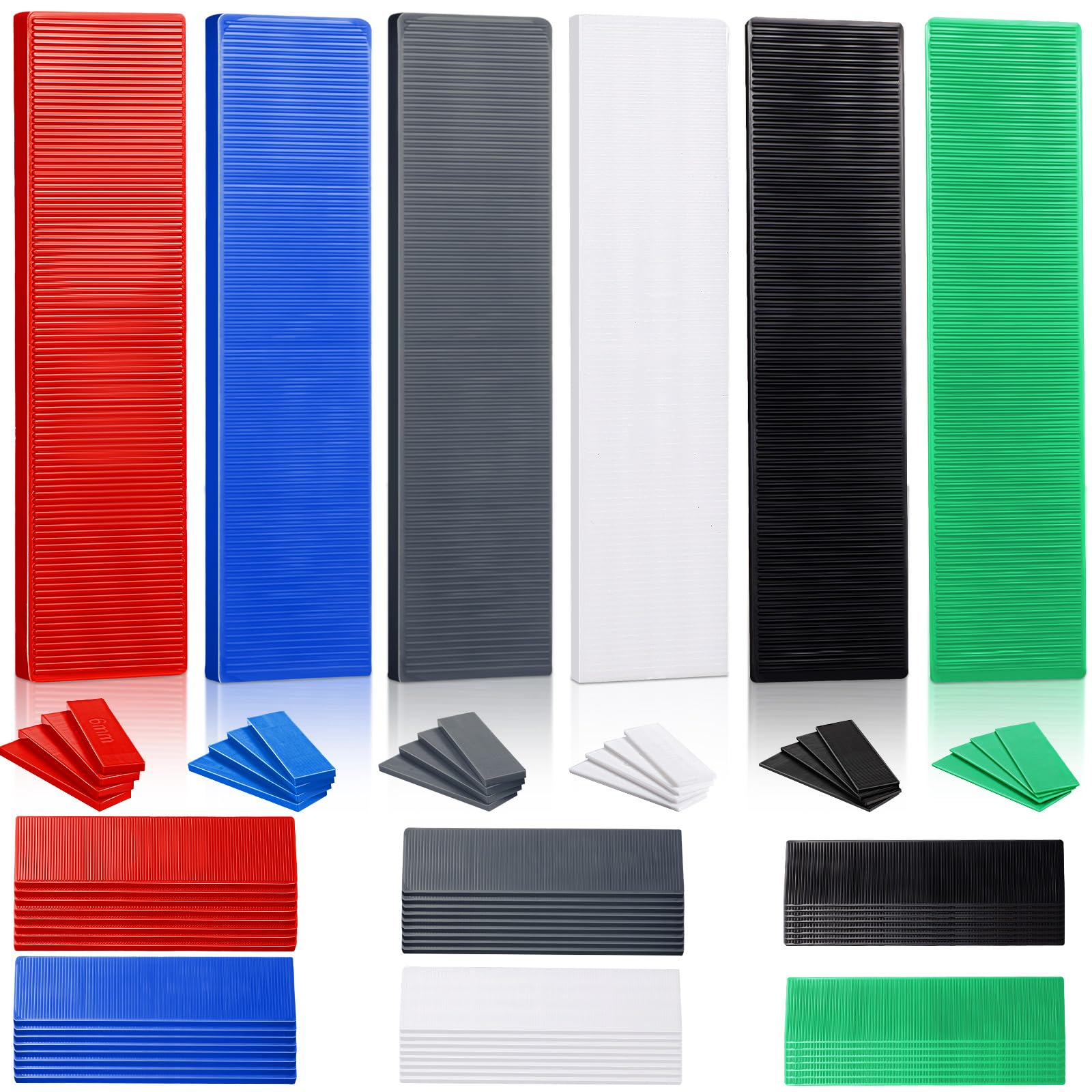 240 Pcs Plastic Flat Shims for Leveling - 6 Sizes (3/64