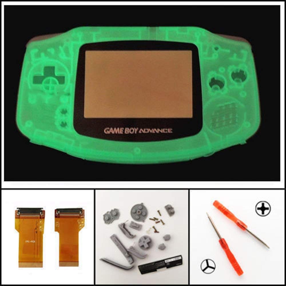 New Replacement Full Housing Shell Cover Case with Backlight & AGS-001 Mod Kit for Nintendo Gameboy Advance GBA - Luminous Green Edition | DIY Repair & Retro Gaming Upgrade