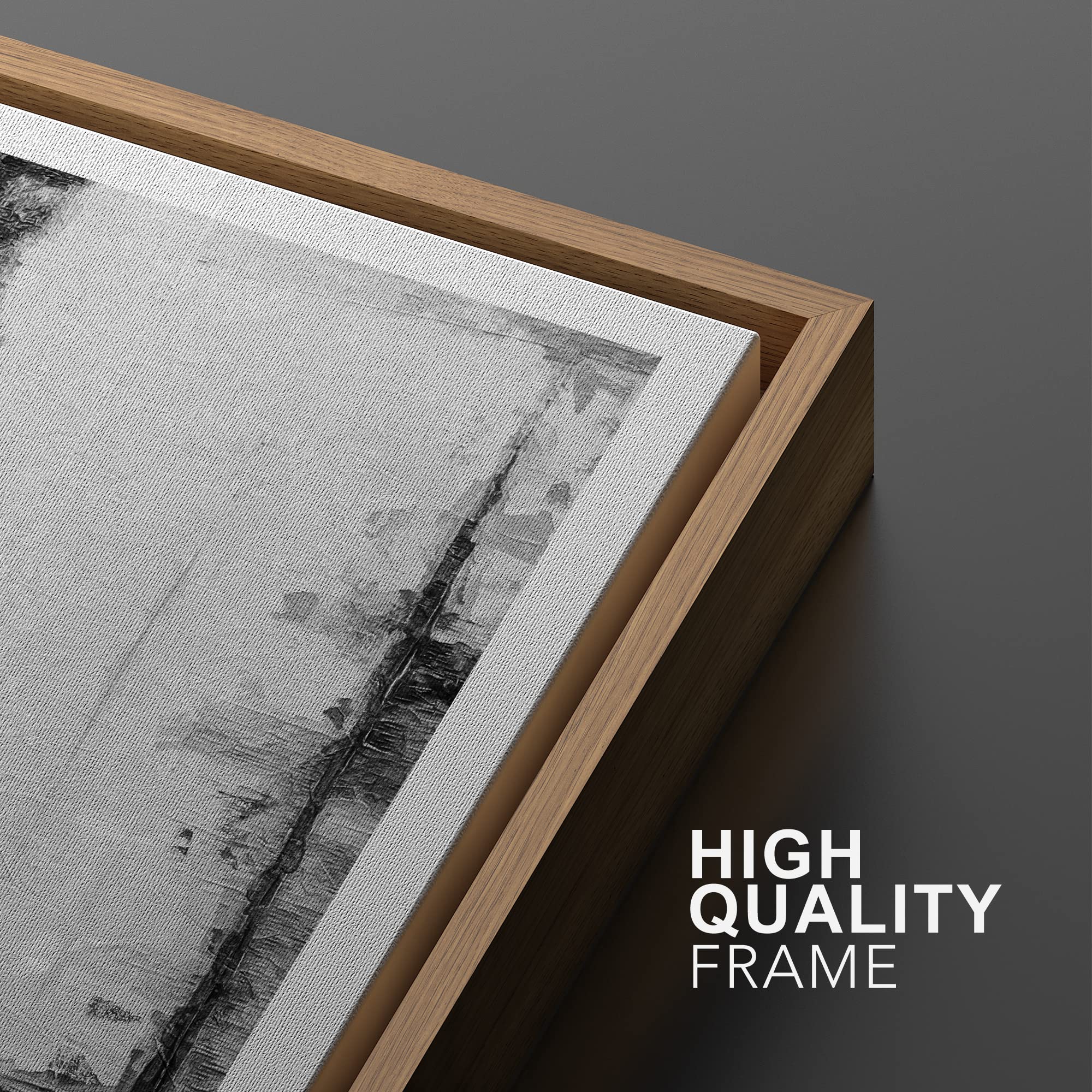Ashbrook Framed Wall Art Print Set - Black & White Grunge Abstract Paintings with Modern Geometric Shapes | 16