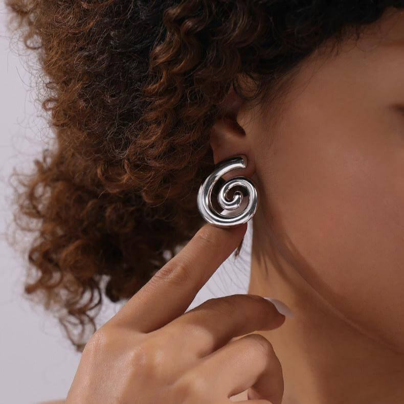 Two Tone Spiral Twist Stud Earrings for Women - F1467 | Elegant Fashion Jewelry for Parties, Dating & Everyday Wear