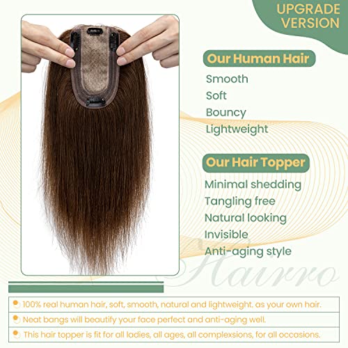 Clip in Human Hair Topper with Silk Base - Natural Looking Hairpiece for Thinning Hair - Perfect for Daily Wear, Special Occasions & Styling