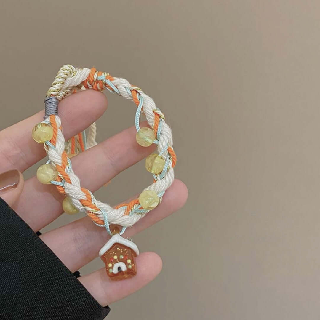 Gingerbread Snowman Charm Cute Woven Braided Christmas Bracelet | Holiday Gift for Women, Girls | Perfect for Christmas Parties, Festive Outfits & Winter Accessories