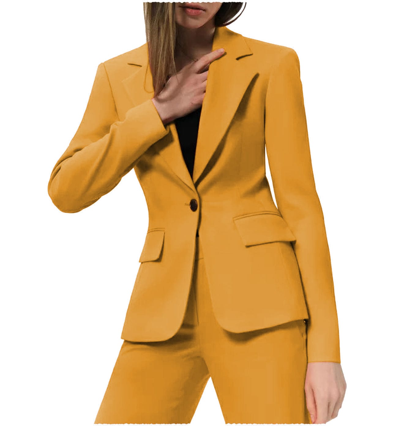 2-Piece Women's Notch Lapel Single Button Suit Set (Blazer & Pants) - Perfect for Office Wear, Business Meetings & Formal Events
