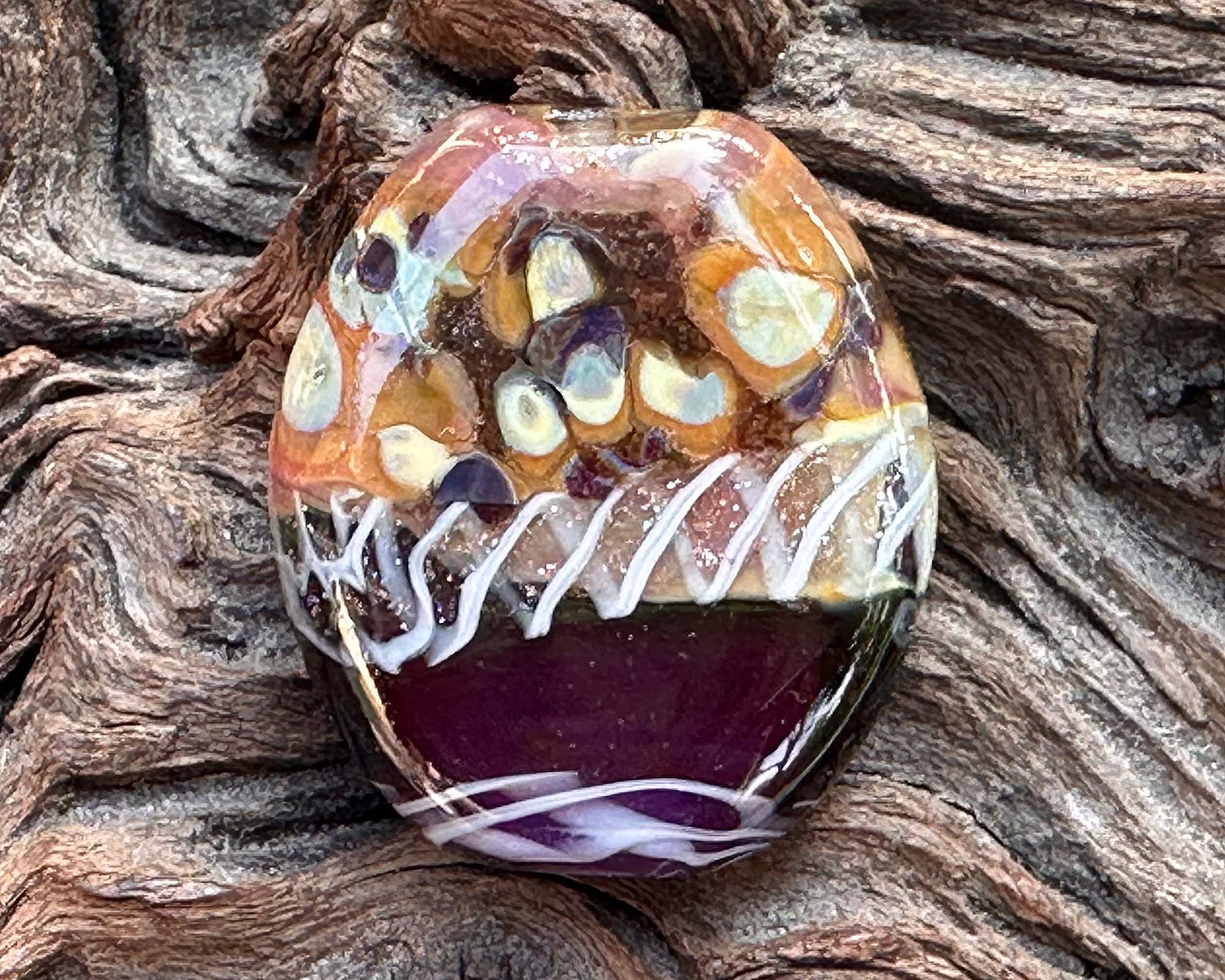 Brown Amethyst Shimmer Lampwork Focal Bead SRA - Handmade Glass Bead for Jewelry Making, DIY Crafts & Beading Projects | Perfect for Necklaces, Bracelets & Earrings
