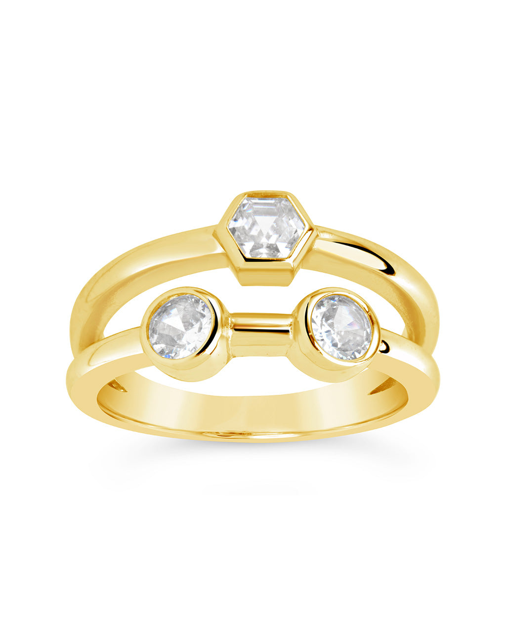 Lou Triple CZ Ring for Women - Elegant Cubic Zirconia Fashion Jewelry - Perfect for Parties, Weddings & Everyday Wear