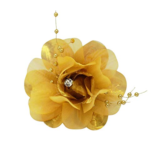 Elegant Golden Hair Flower Clips for Women & Girls - 2 Pcs Set for Wedding, Party & Special Occasions - Perfect Bridal & Prom Hair Accessories