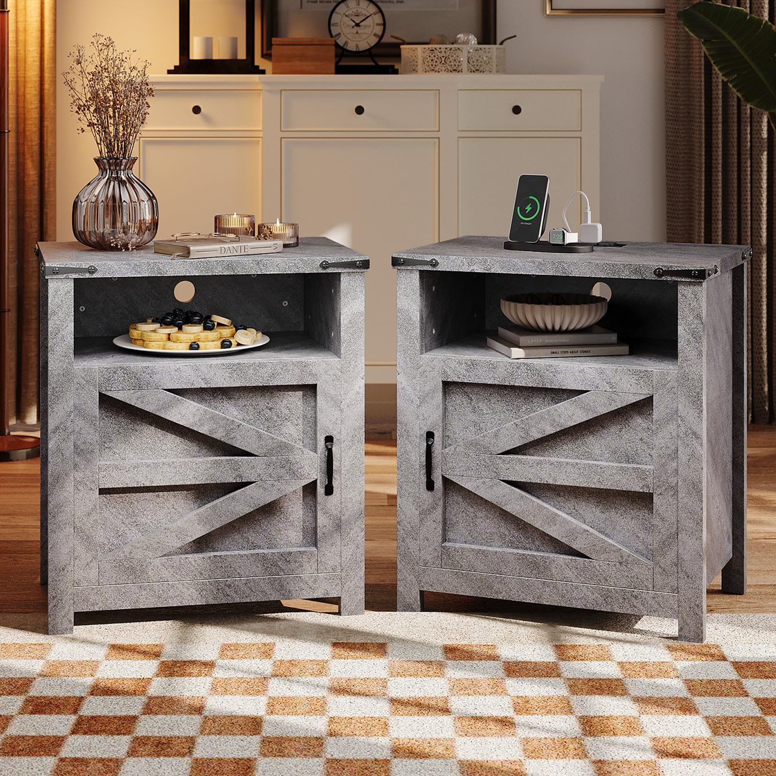 Farmhouse End Table Set of 2 - 21