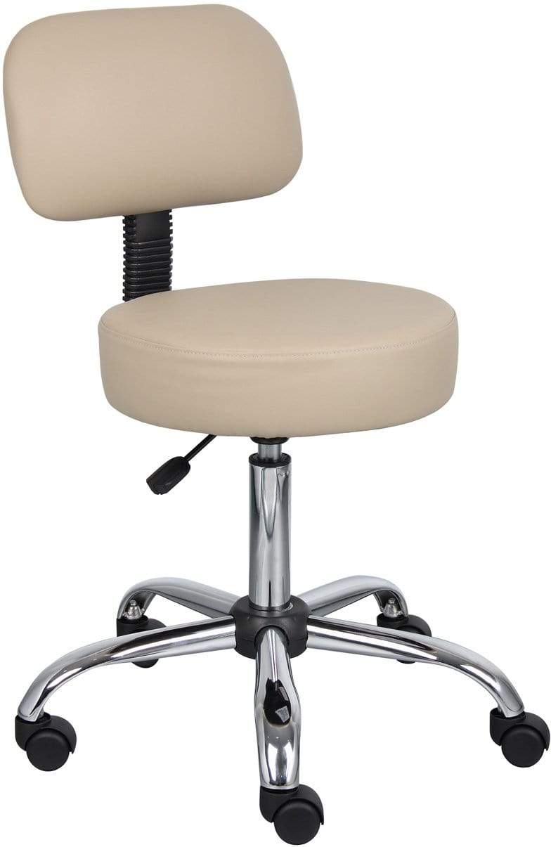 Boss Caressoft Medical Stool with Back Cushion [B245 BG] - Ergonomic Adjustable Doctor Stool for Clinic, Office & Home Use
