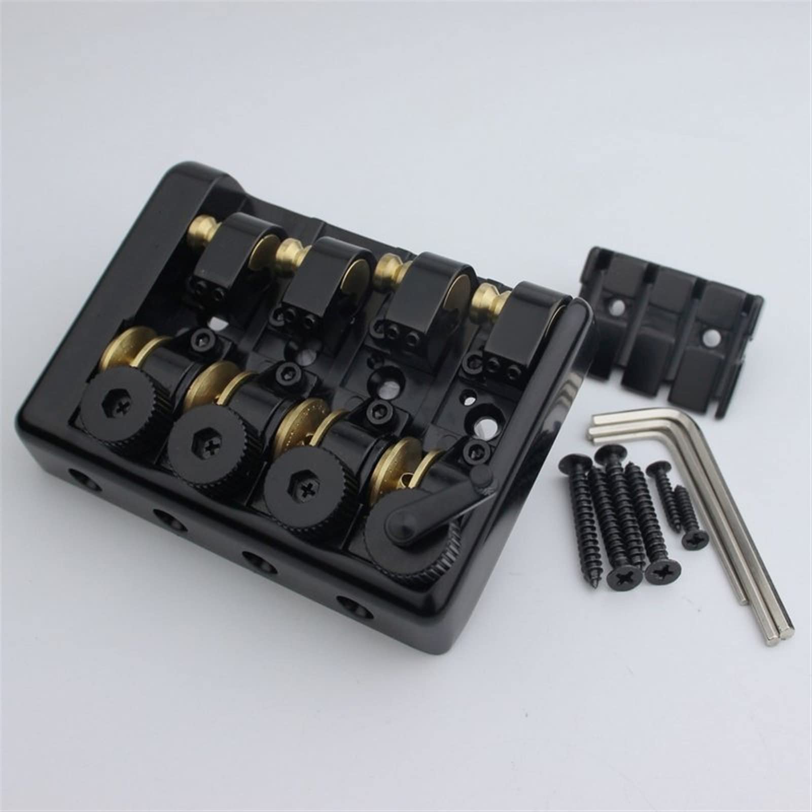 4 String Headless Travel Bass Bridge - Black Electric Guitar Bridge Replacement for Easy Portability & Performance | Perfect for Musicians on the Go