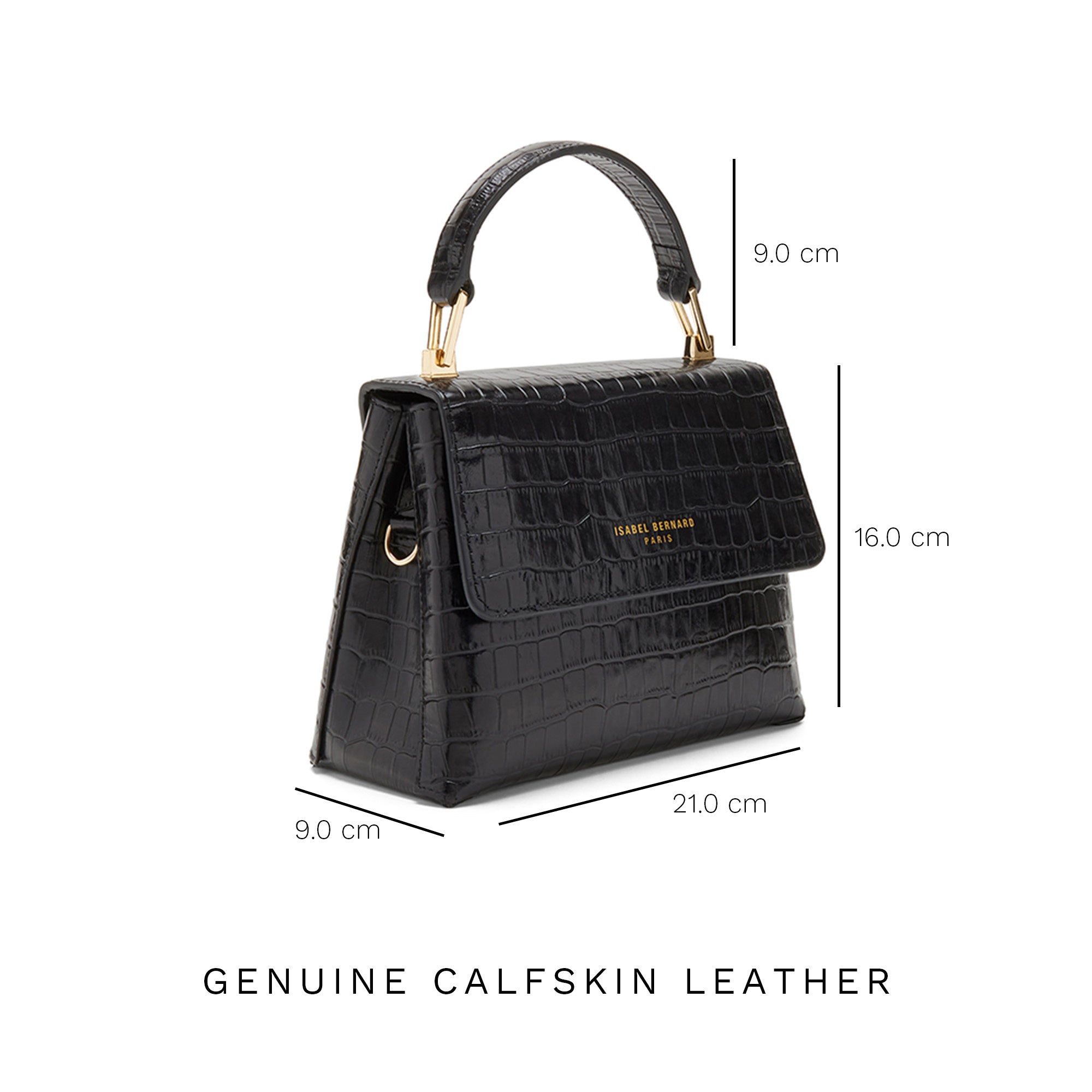 Isabel Croco Black Calfskin Leather Handbag and Wallet Set for Women | Luxury Gift for Birthday, Anniversary & Special Occasions | Perfect for Work, Travel & Evening Events