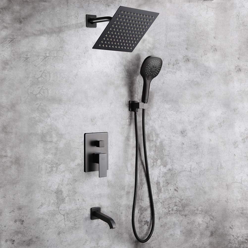 Premium Matte Black Shower Faucet Set with 8